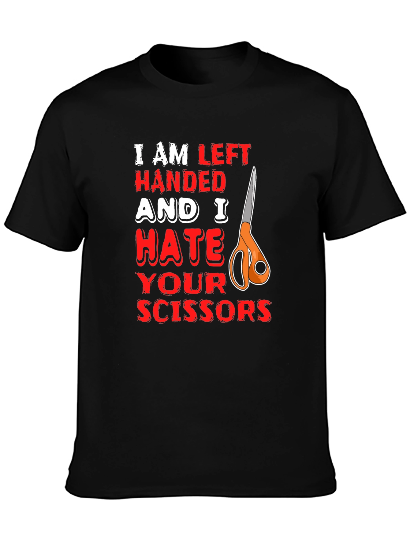 Left Handed Hate Scissors Graphic T-Shirt