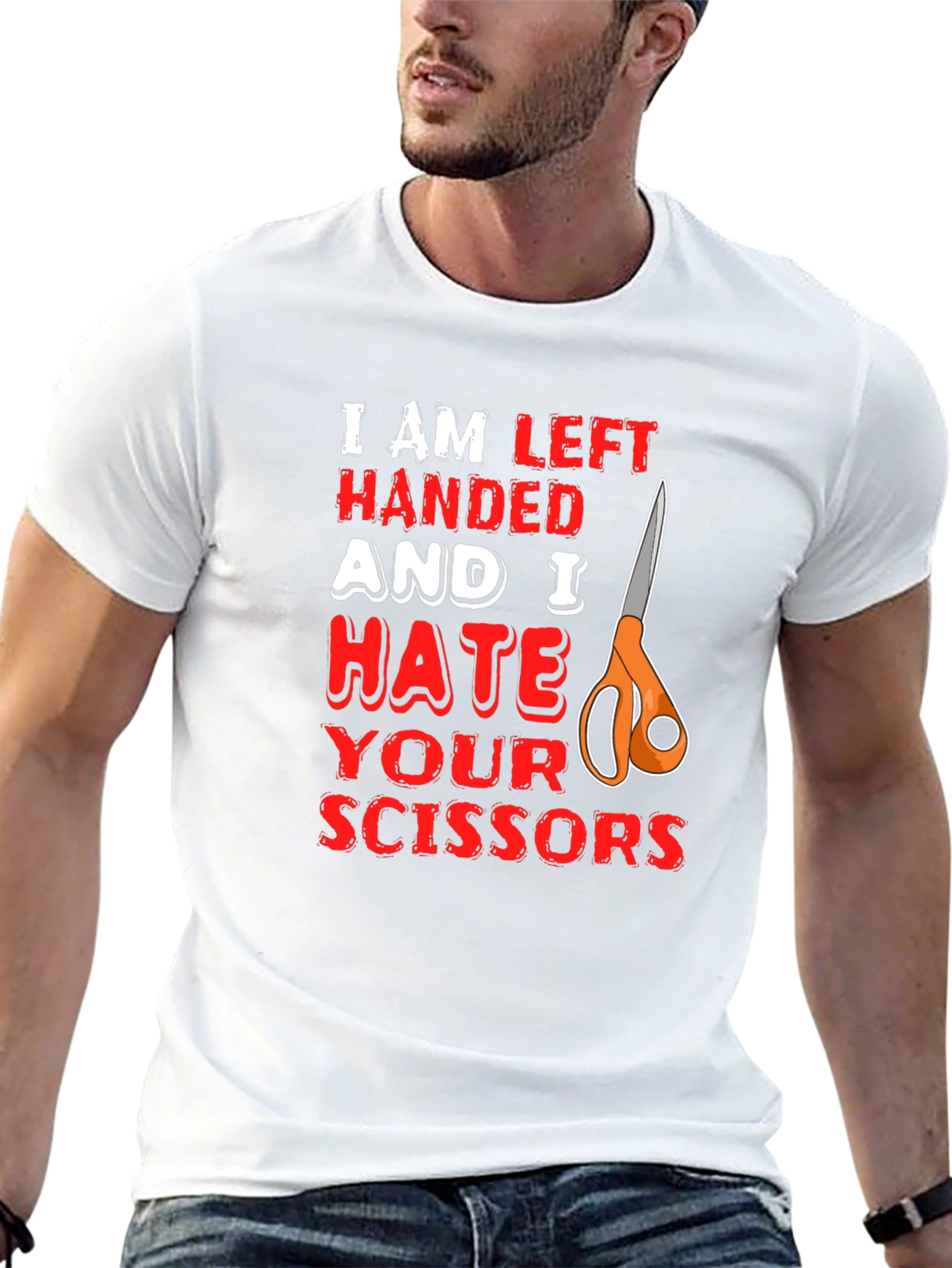 Left Handed Hate Scissors Graphic T-Shirt
