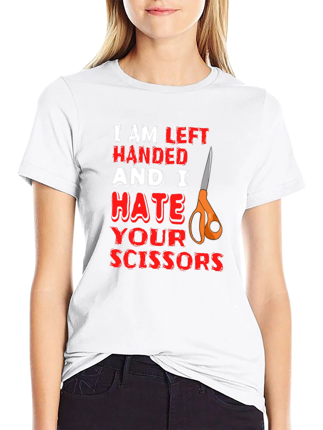 Left Handed Hate Scissors Graphic T-Shirt