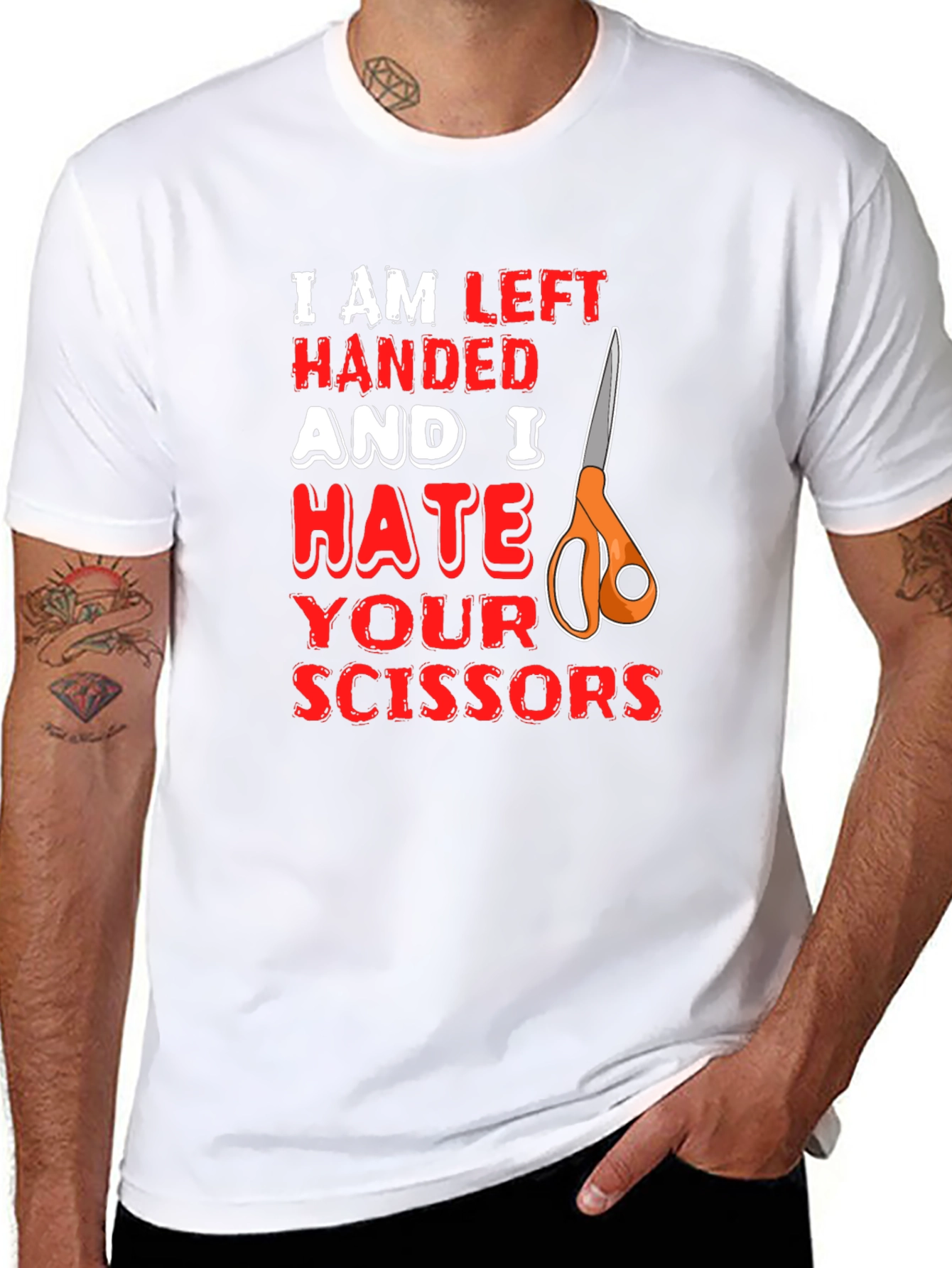Left Handed Hate Scissors Graphic T-Shirt