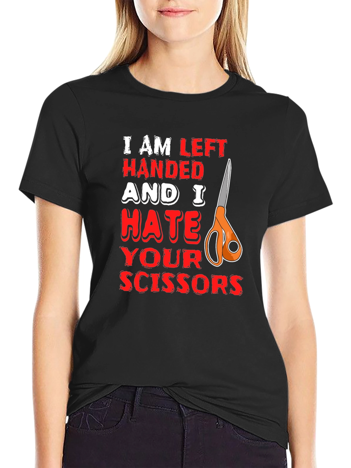 Left Handed Hate Scissors Graphic T-Shirt