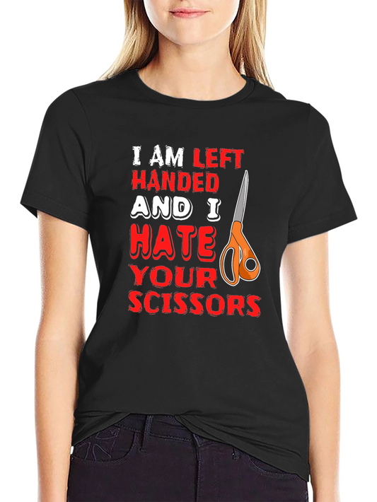 Left Handed Hate Scissors Graphic T-Shirt