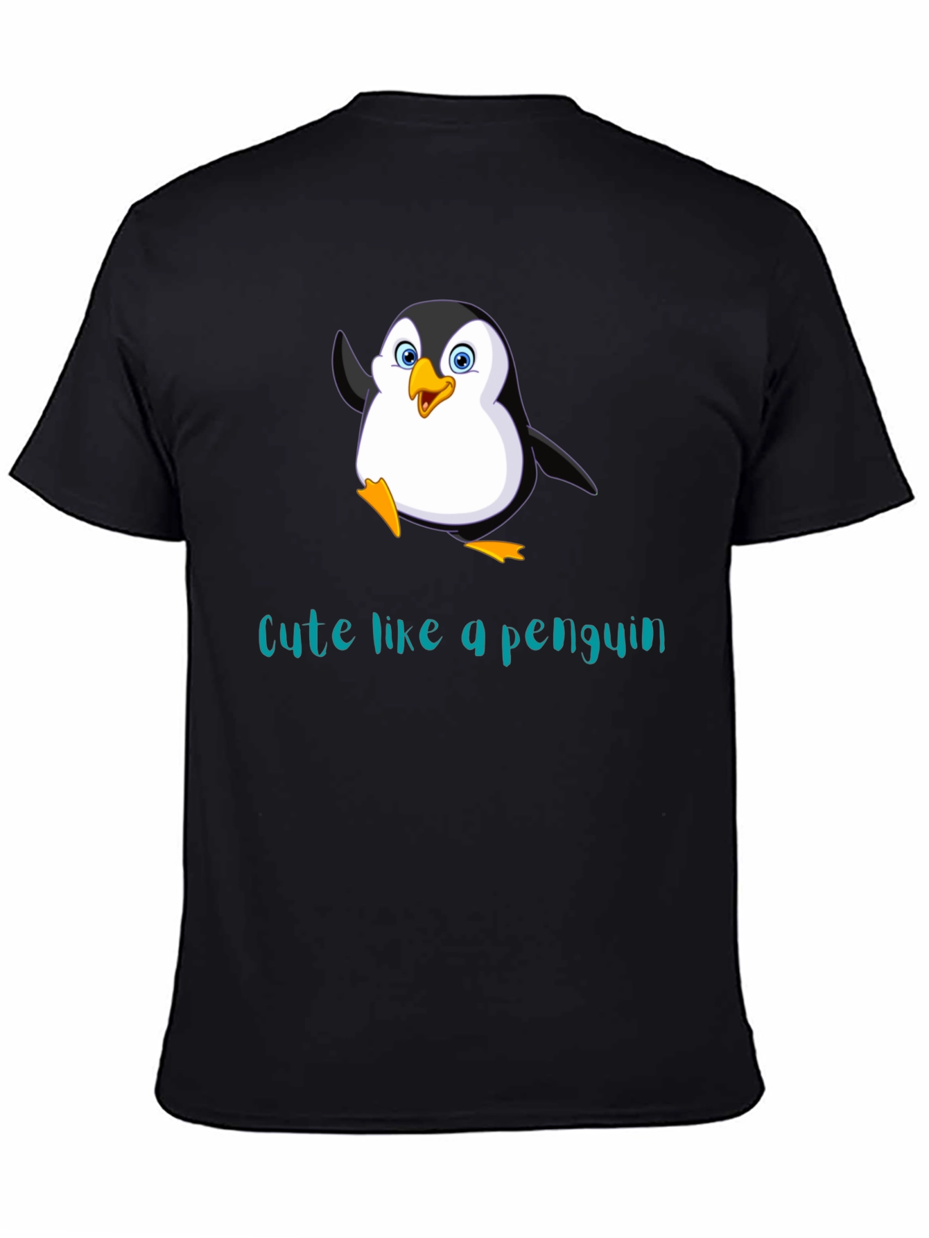 Cute Penguin Graphic T-Shirt - Black