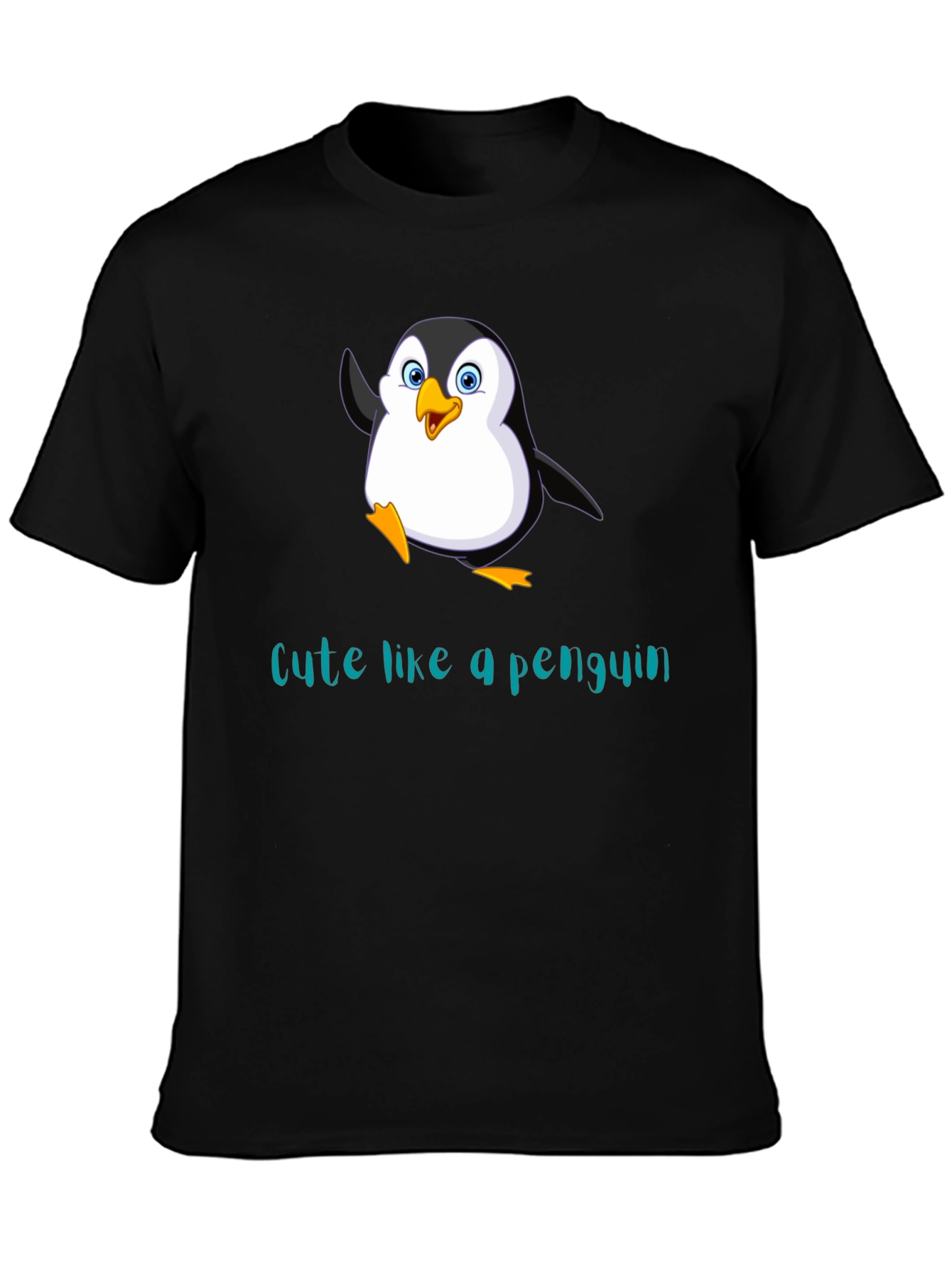 Cute Penguin Graphic T-Shirt - Black