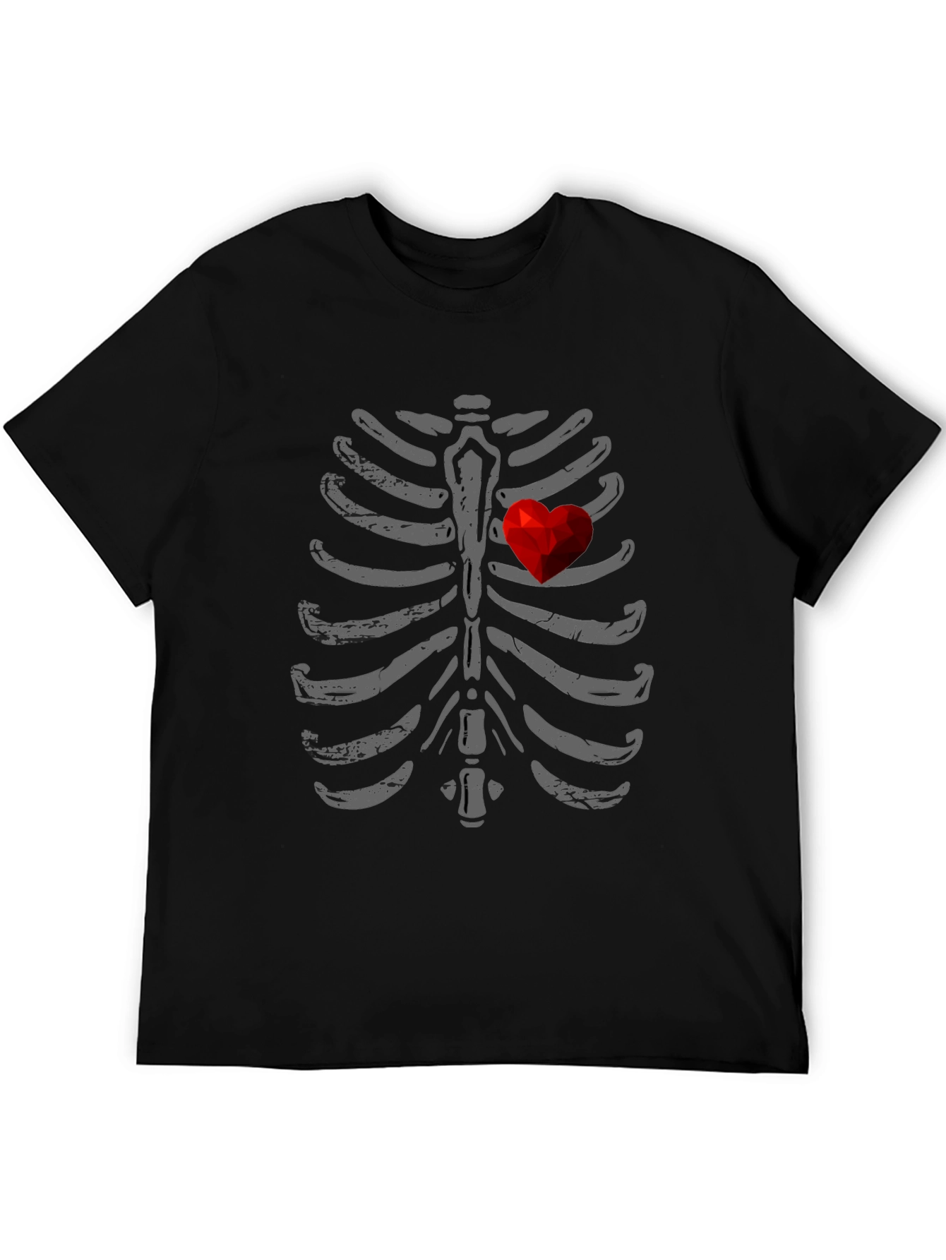 Skeleton Rib Cage Heart Graphic T-Shirt