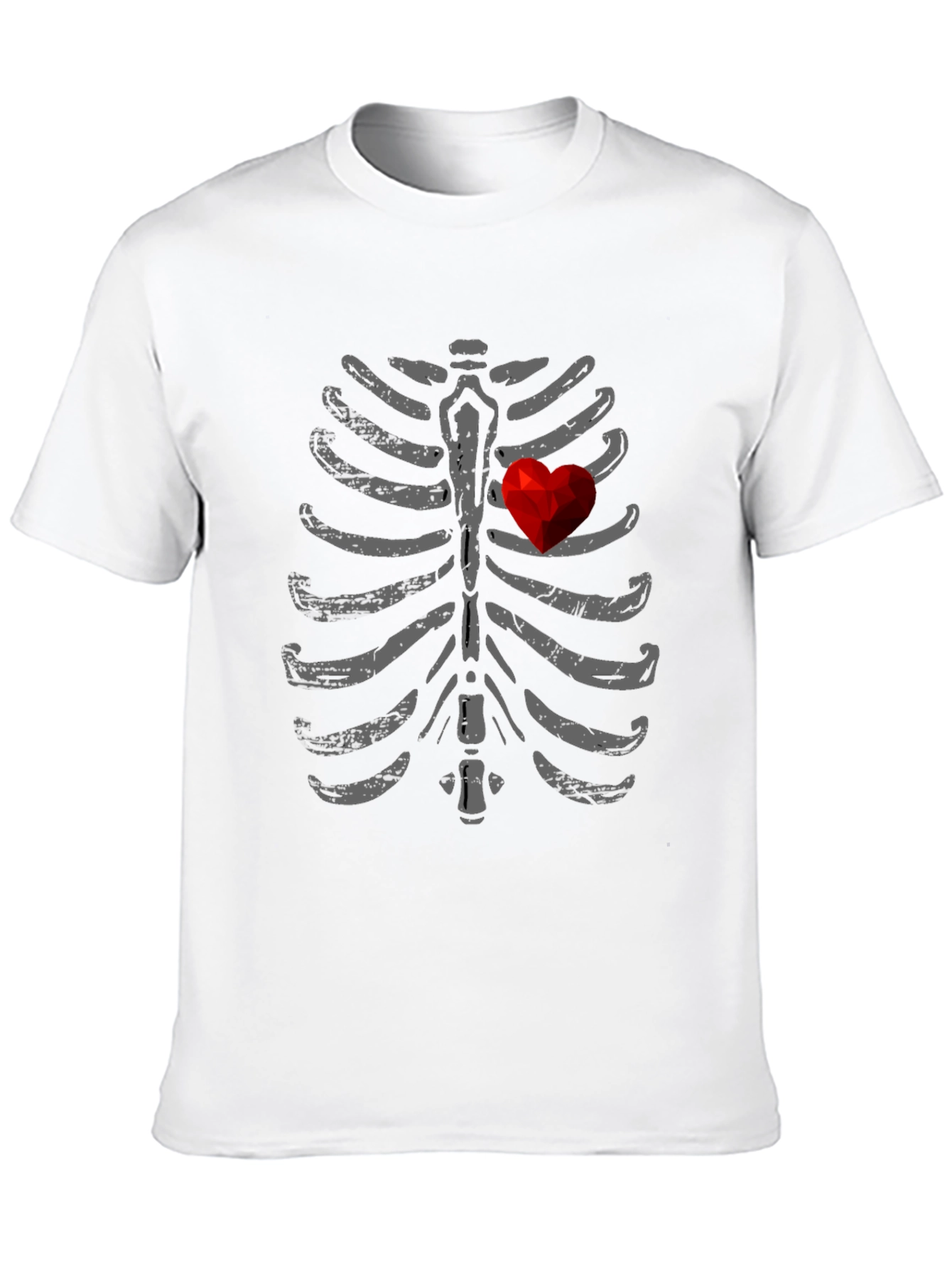 Skeleton Rib Cage Heart Graphic T-Shirt