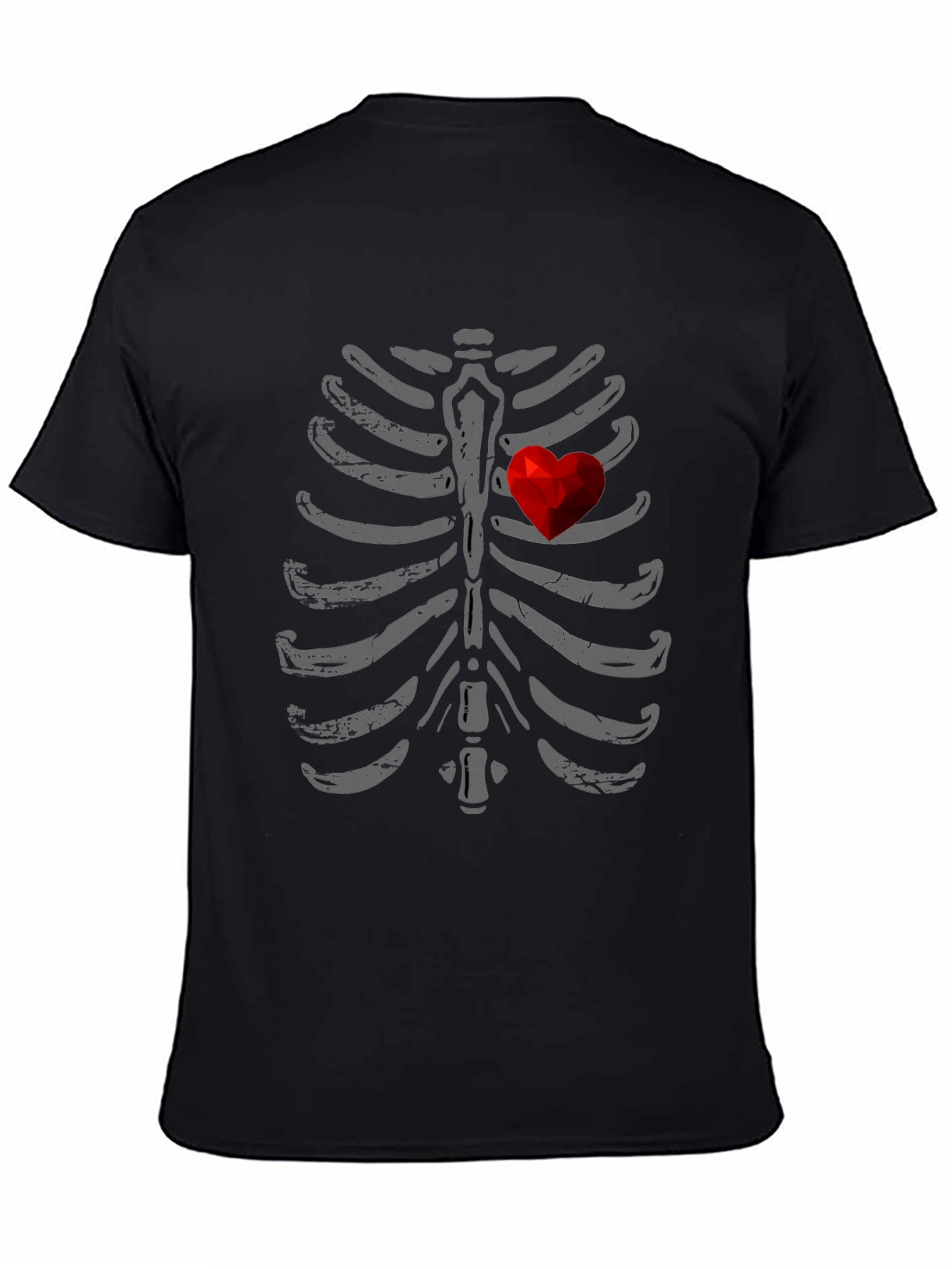 Skeleton Rib Cage Heart Graphic T-Shirt