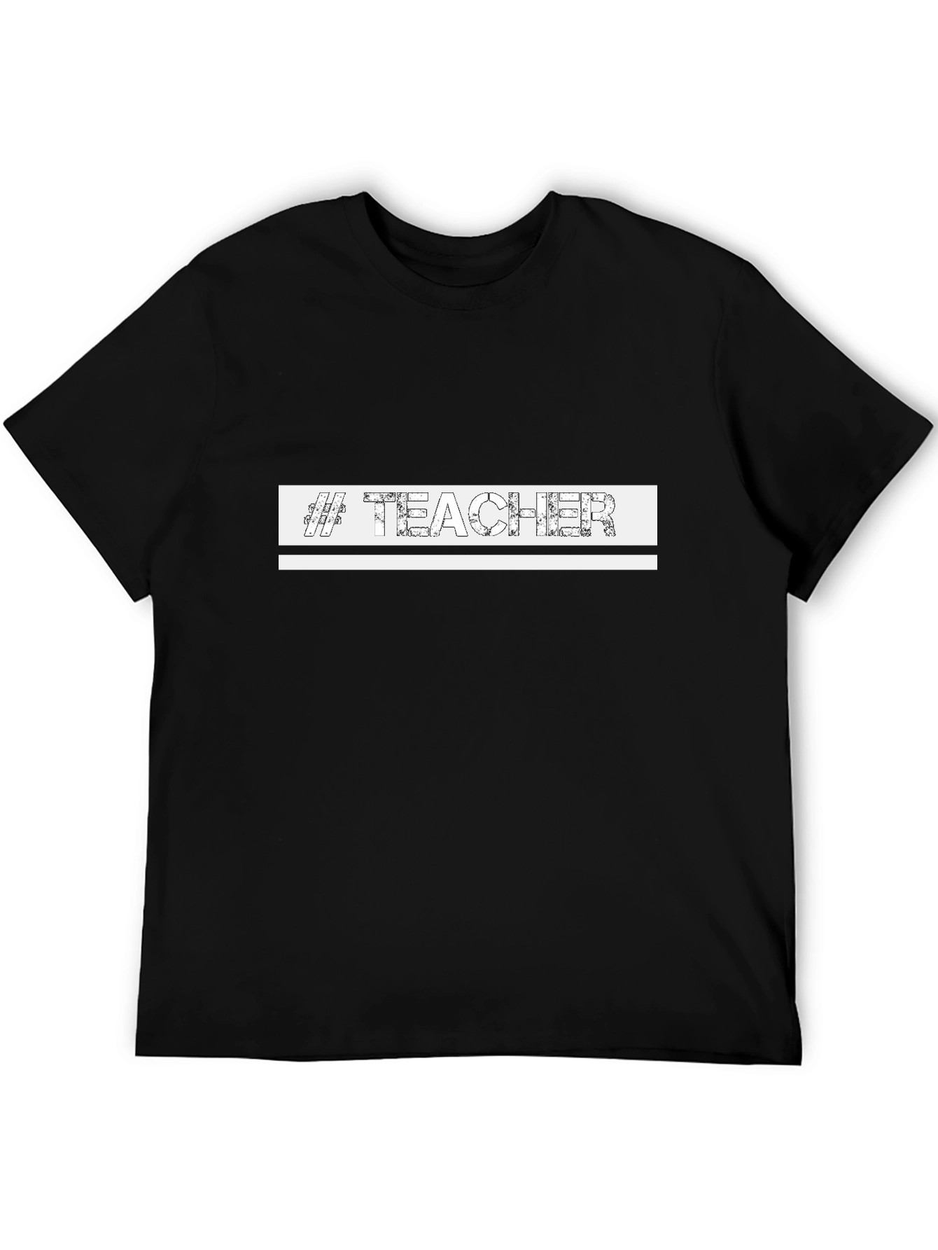 #Teacher Graphic Print Black Crew Neck T-Shirt