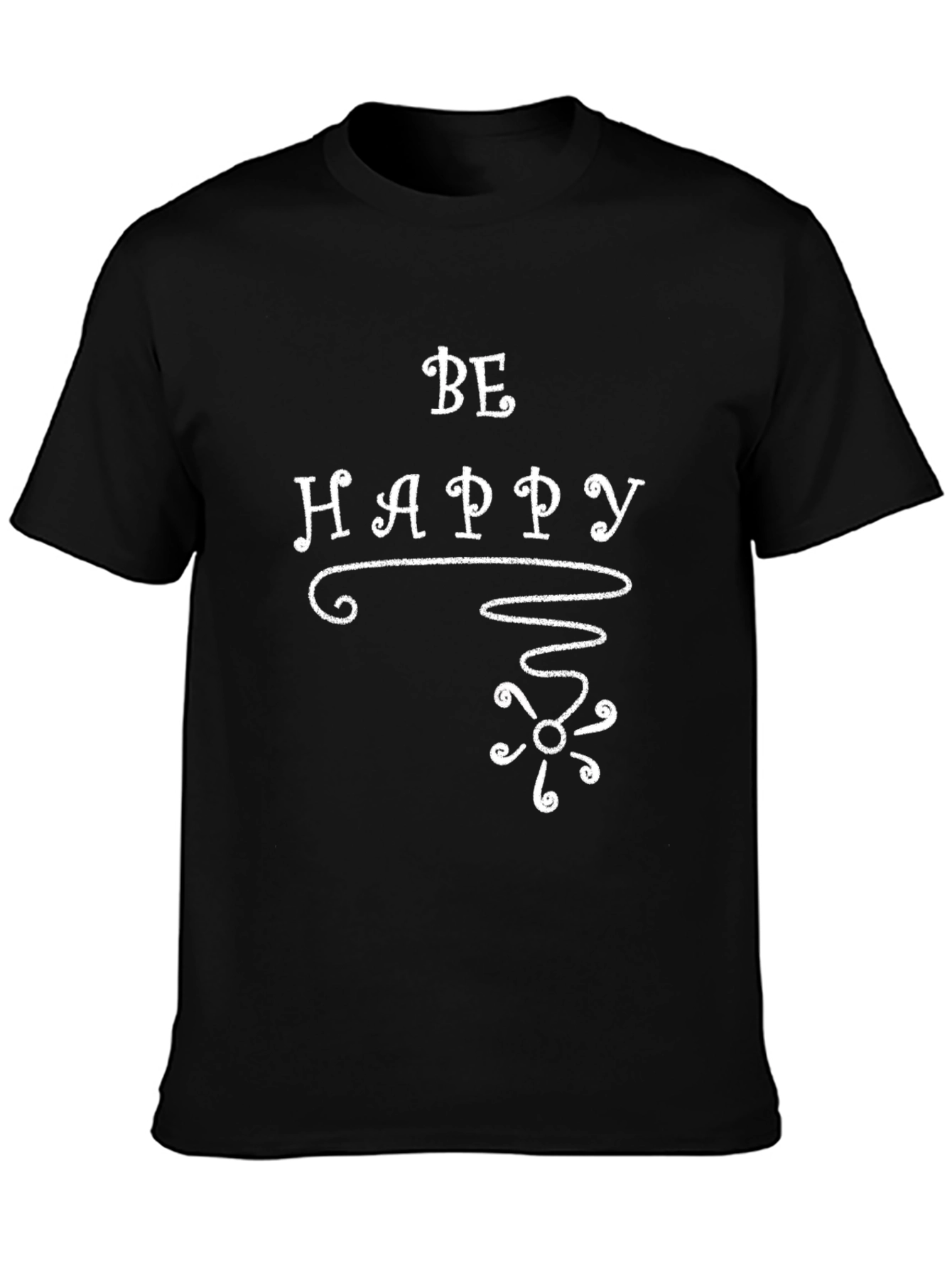 Be Happy Graphic T-Shirt Black Crew Neck Tee