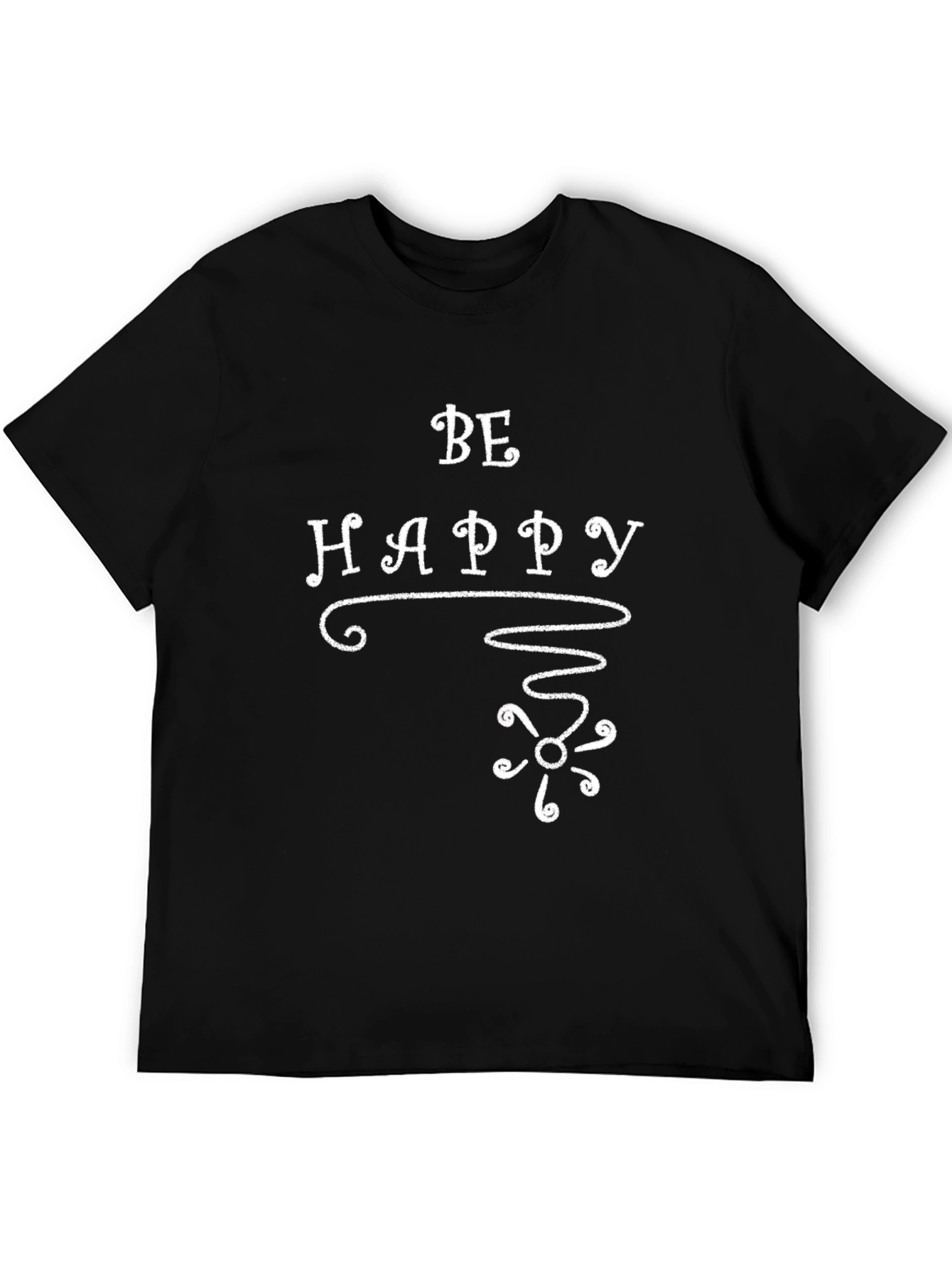 Be Happy Graphic T-Shirt Black Crew Neck Tee