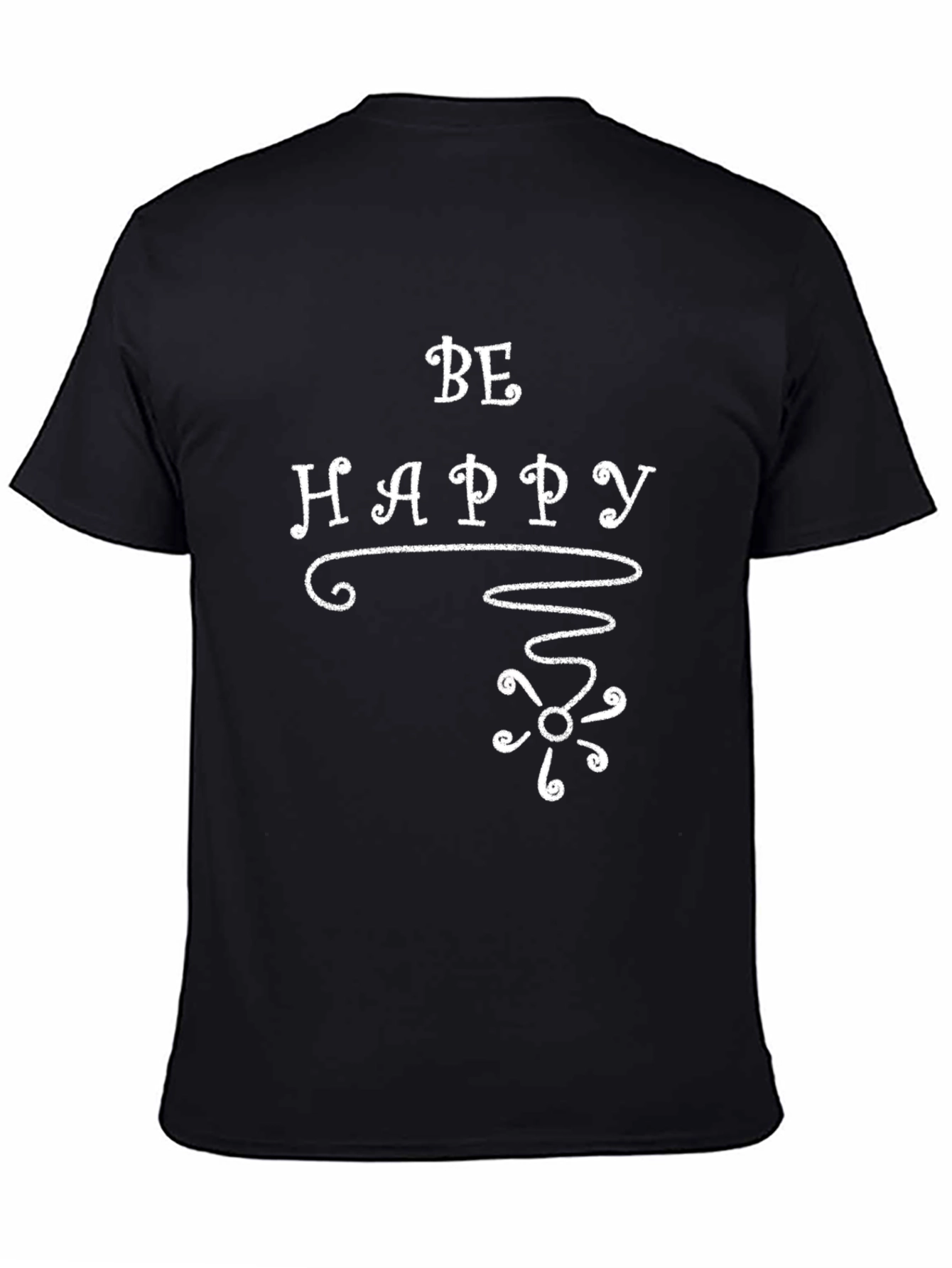 Be Happy Graphic T-Shirt Black Crew Neck Tee