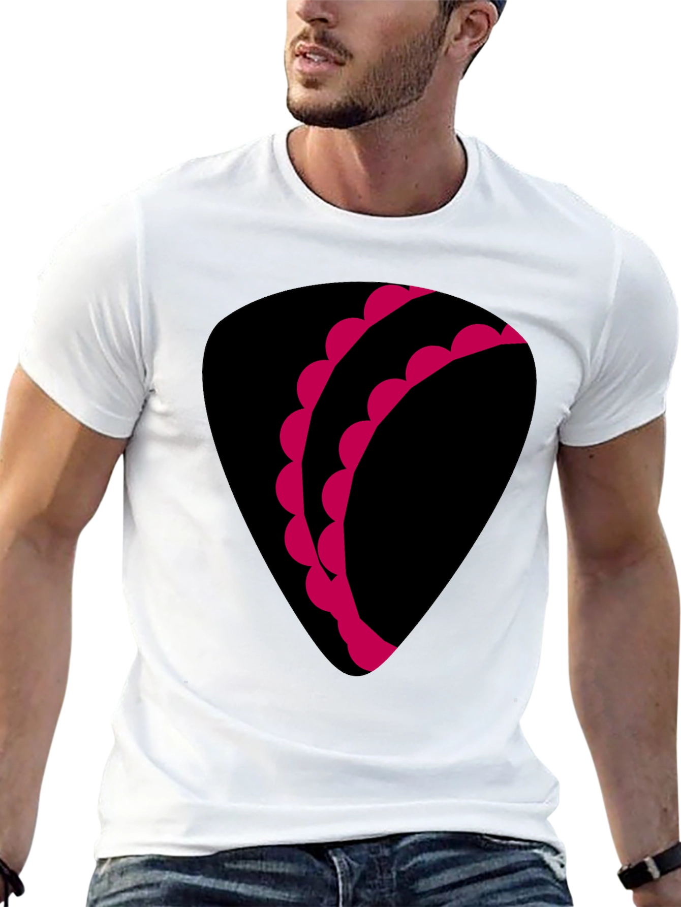 Unique Graphic Tee - Black with Pink Design