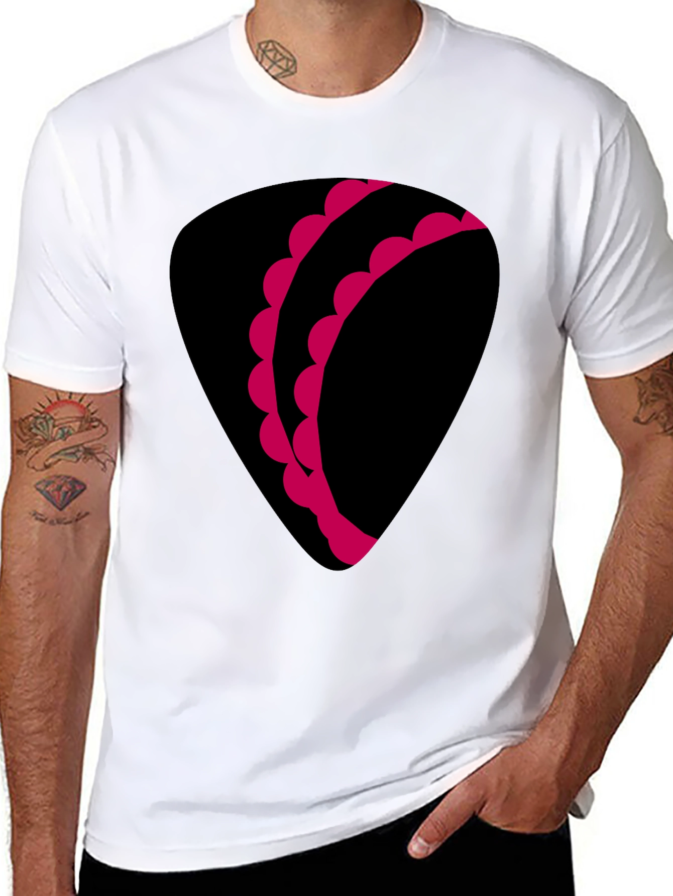 Unique Graphic Tee - Black with Pink Design
