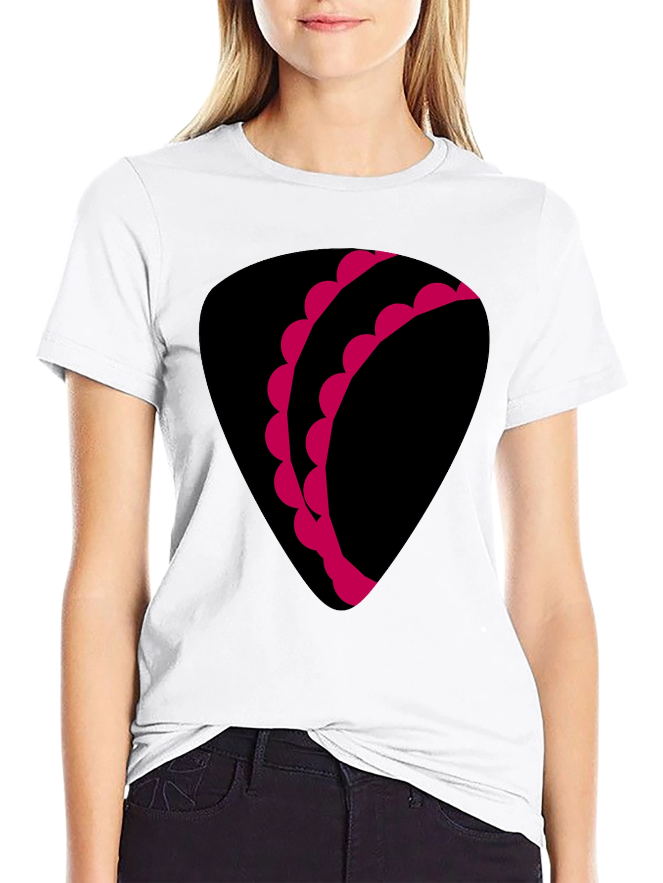 Unique Graphic Tee - Black with Pink Design