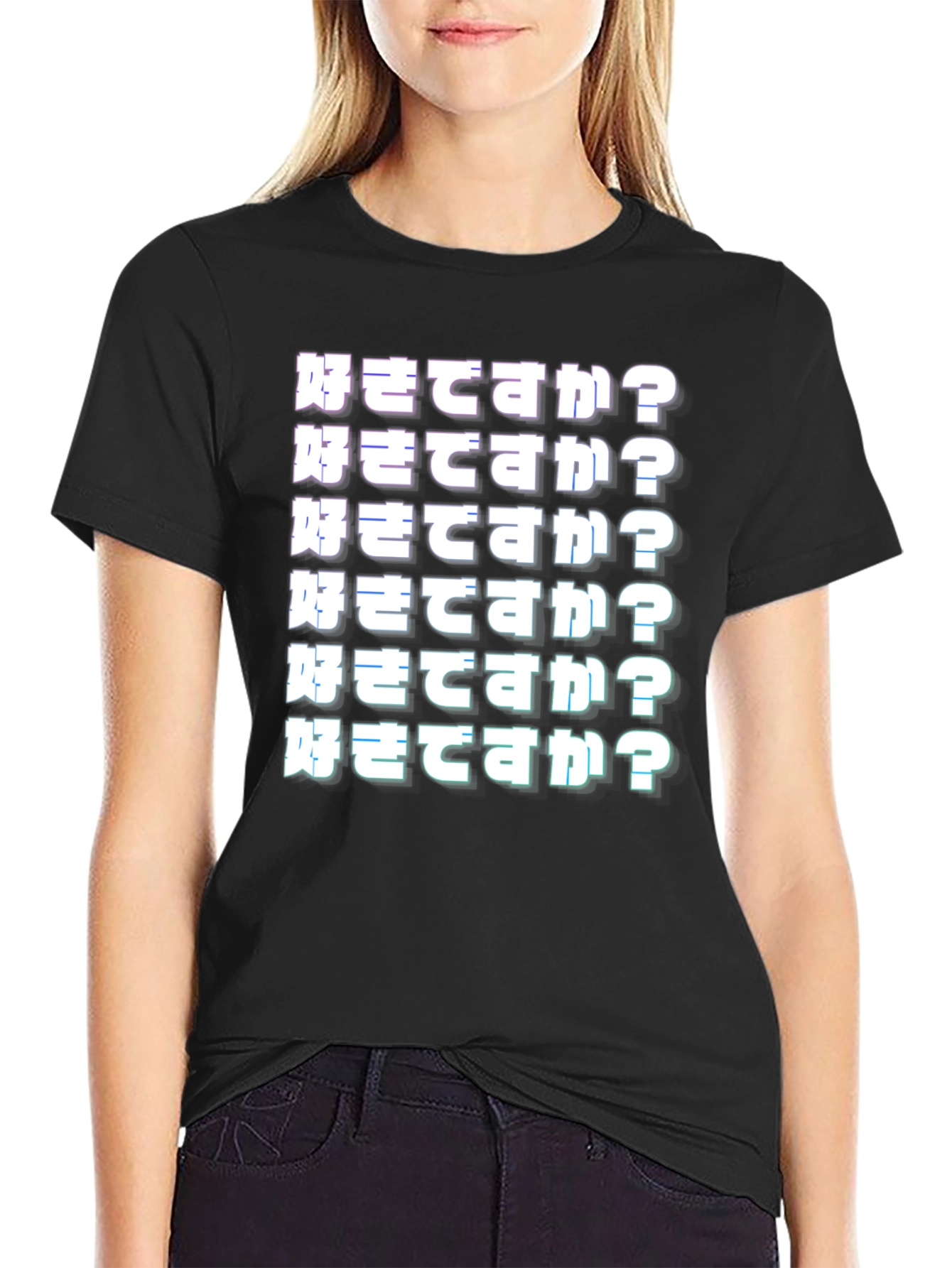 Japanese Text Graphic T-Shirt