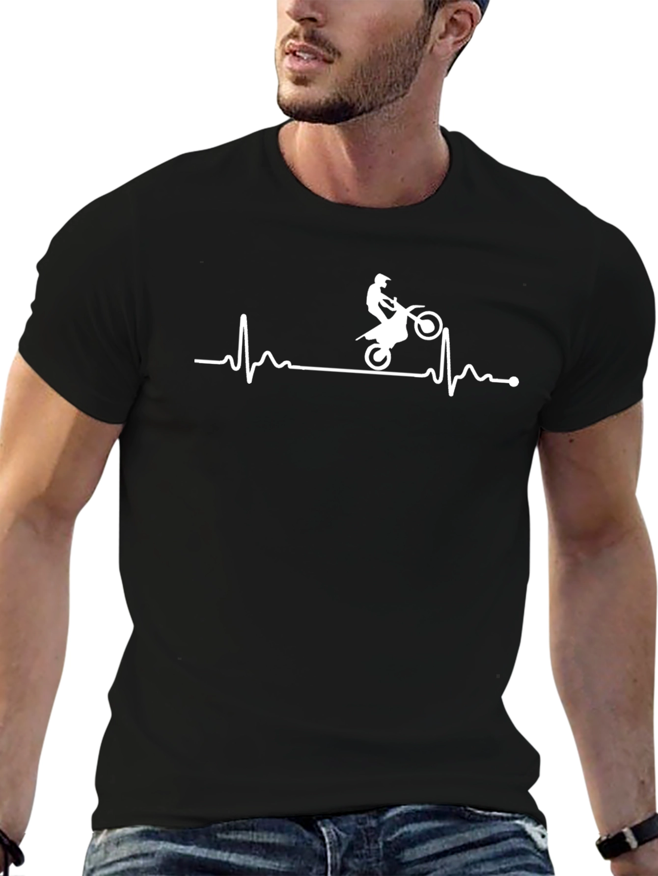 Motorcross Heartbeat Graphic Tee - Black