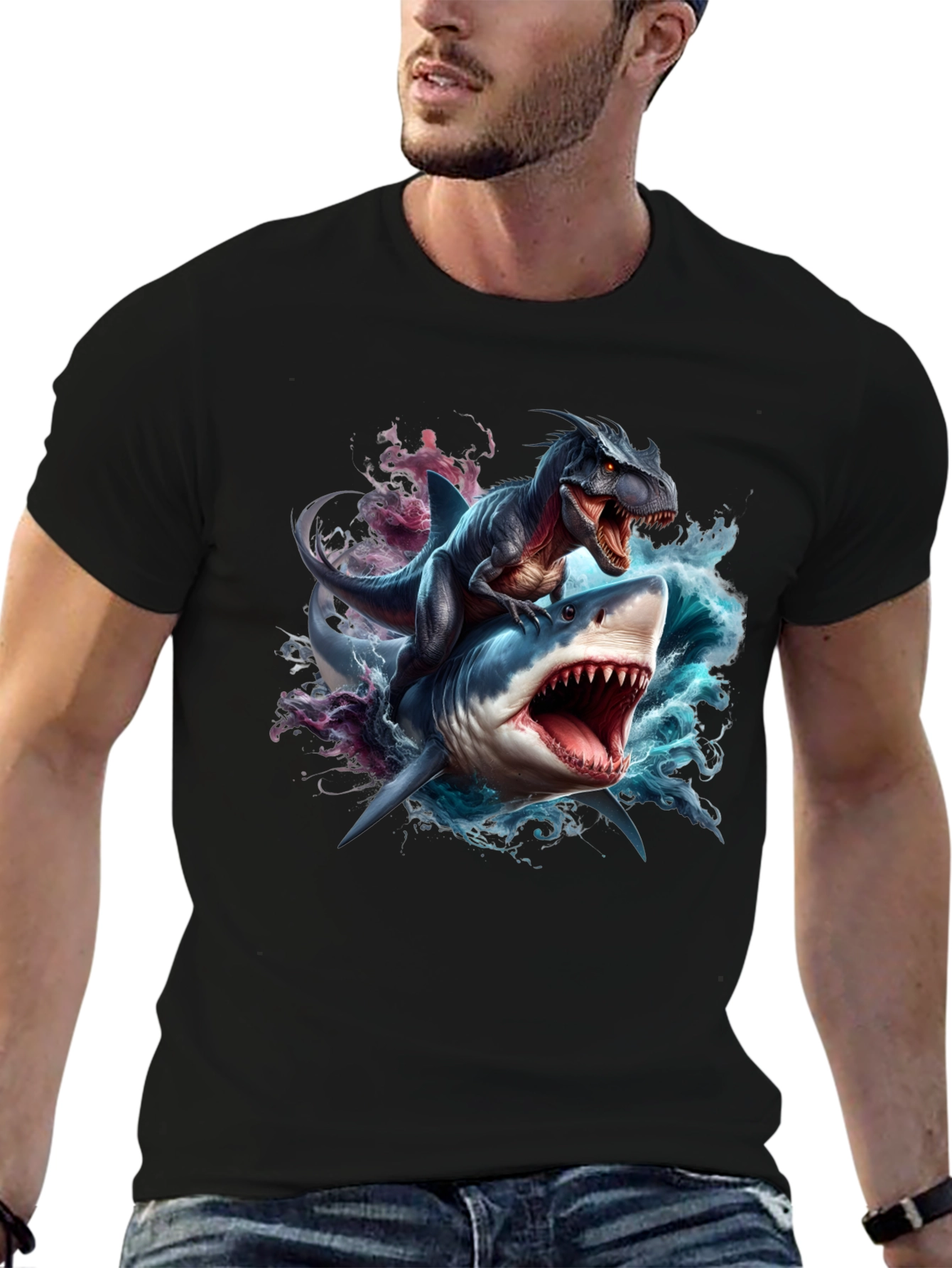 Dino Shark Rider Graphic Tee