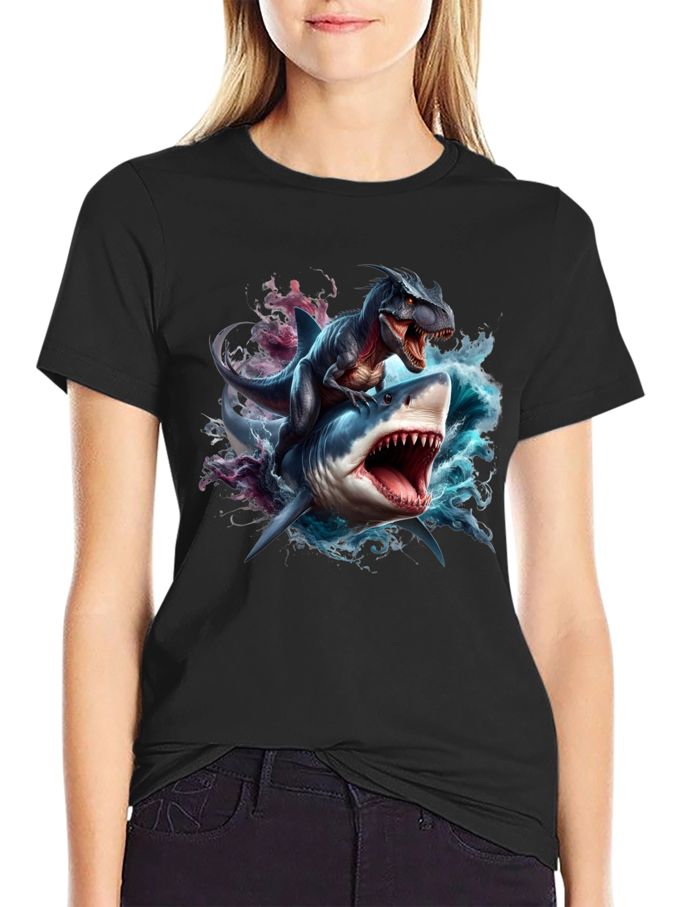 Dino Shark Rider Graphic Tee