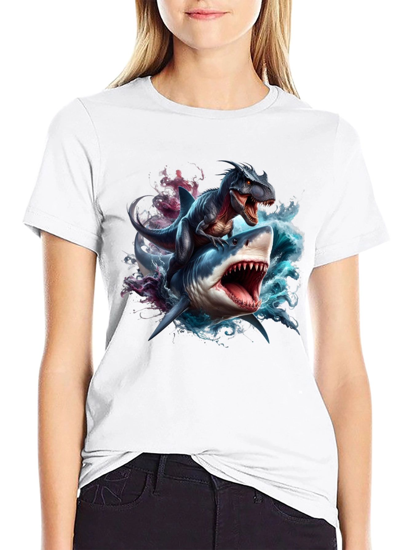Dino Shark Rider Graphic Tee