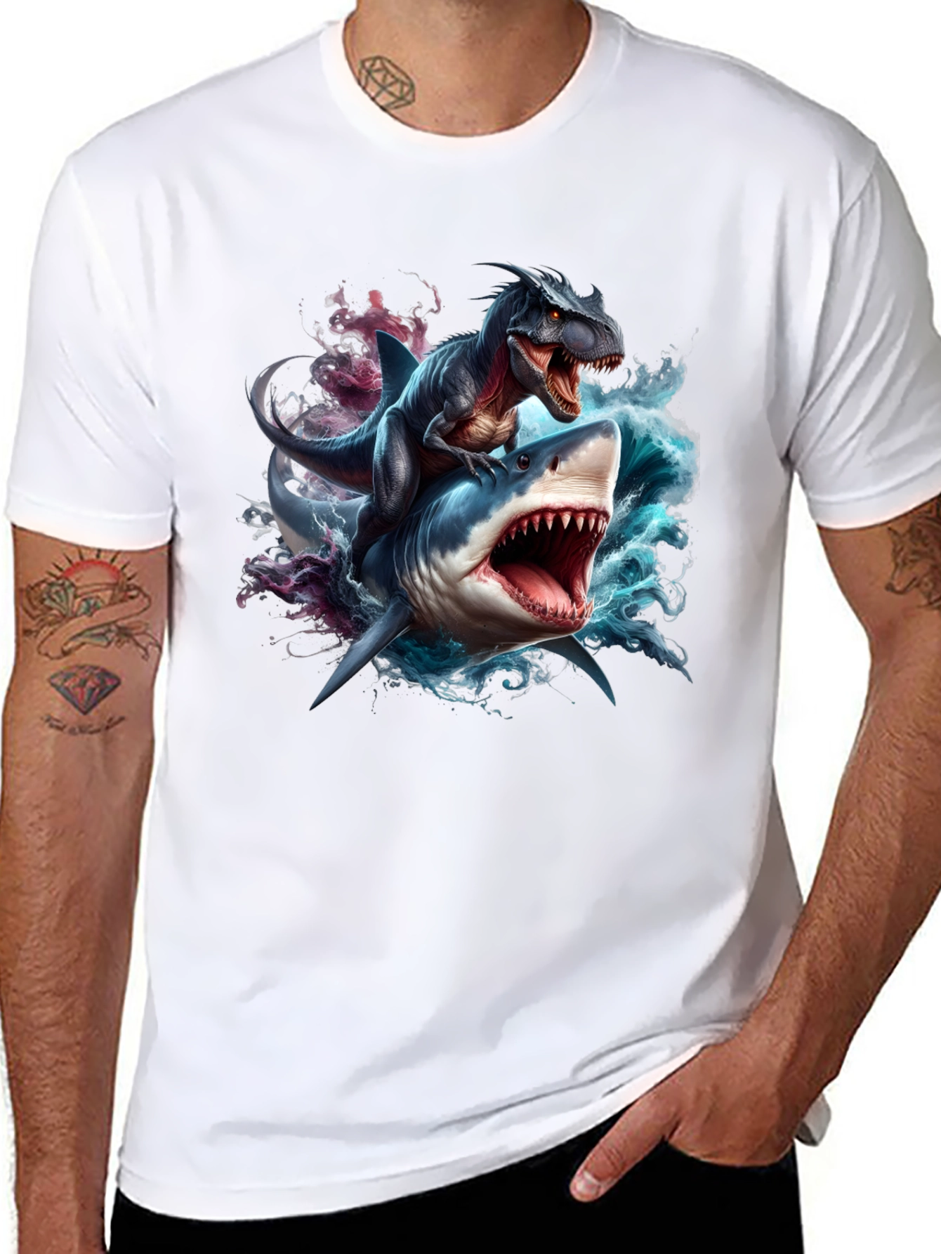 Dino Shark Rider Graphic Tee