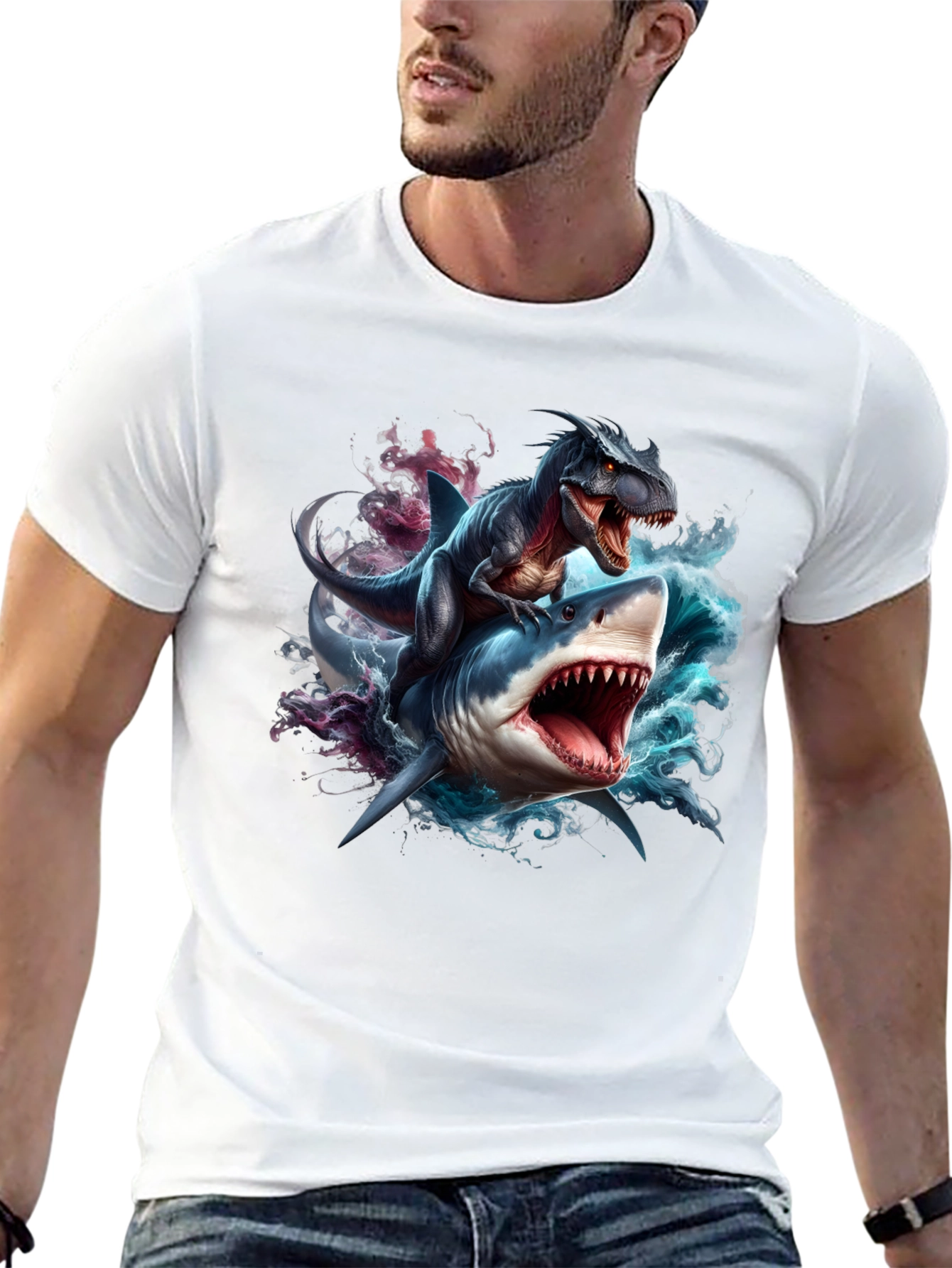 Dino Shark Rider Graphic Tee