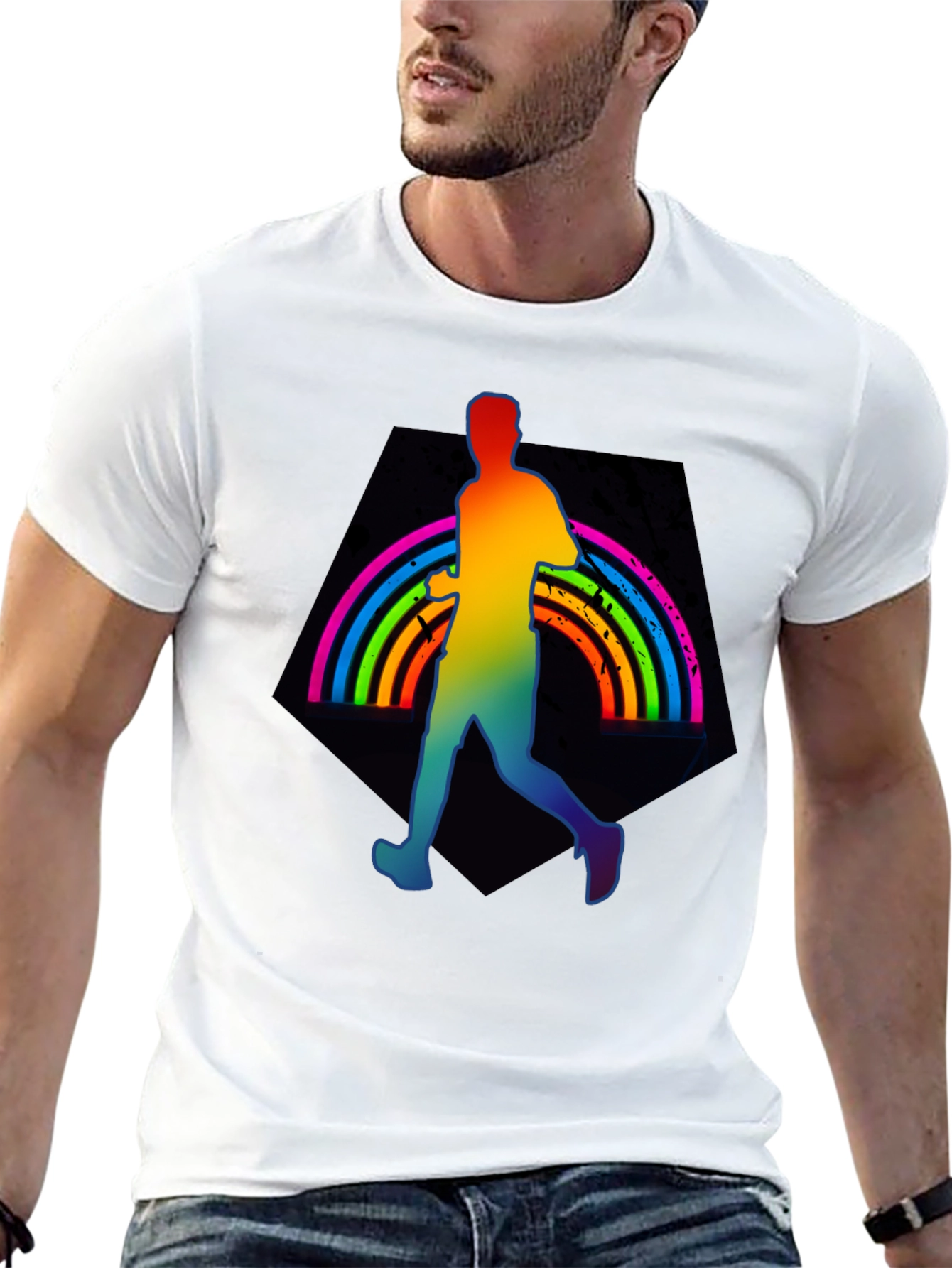 Rainbow Runner Graphic Tee - Black