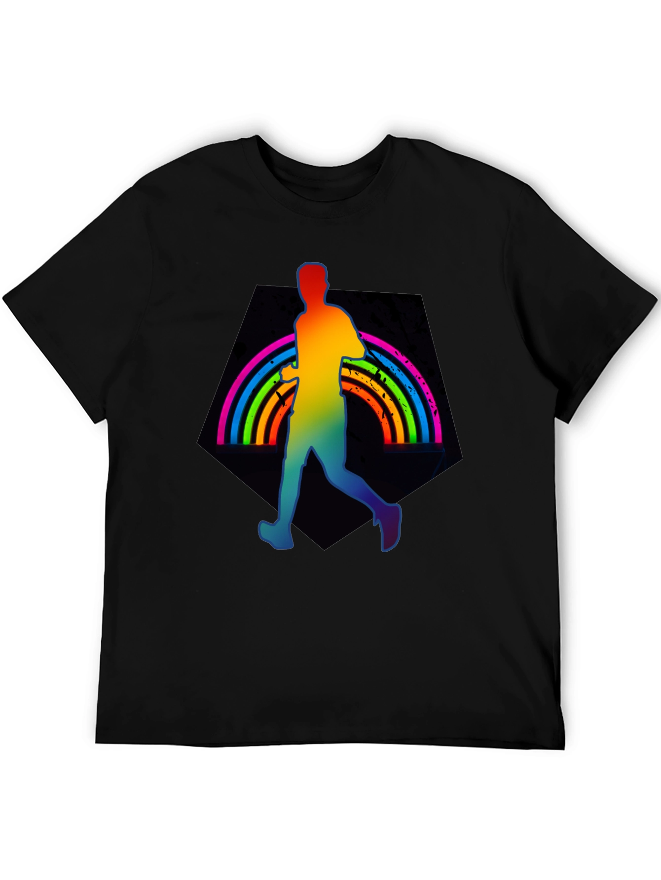 Rainbow Runner Graphic Tee - Black