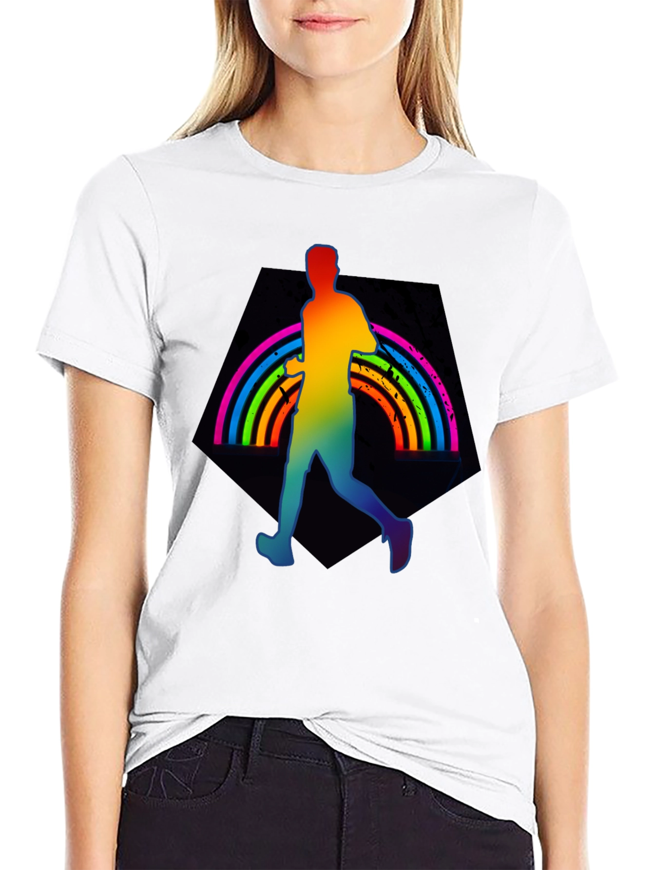 Rainbow Runner Graphic Tee - Black