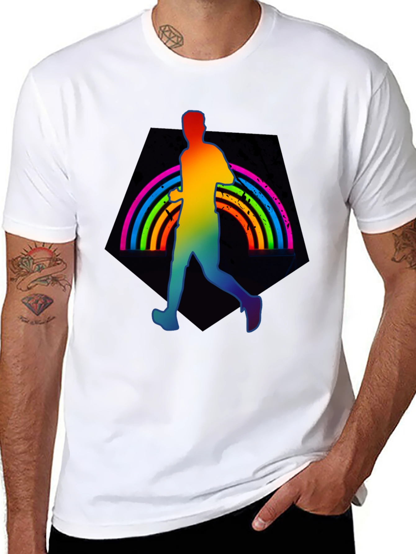 Rainbow Runner Graphic Tee - Black
