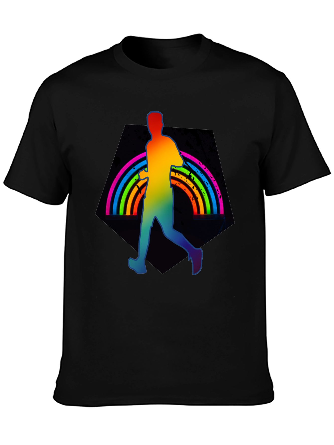 Rainbow Runner Graphic Tee - Black