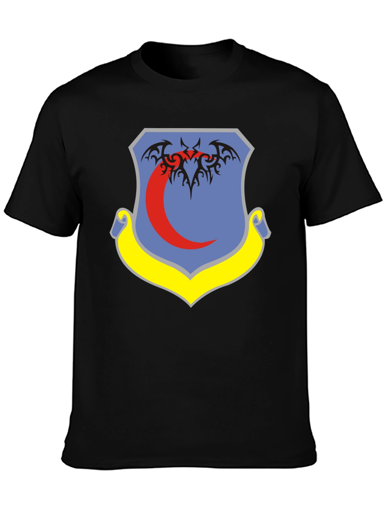 Black T-Shirt with Emblem Design