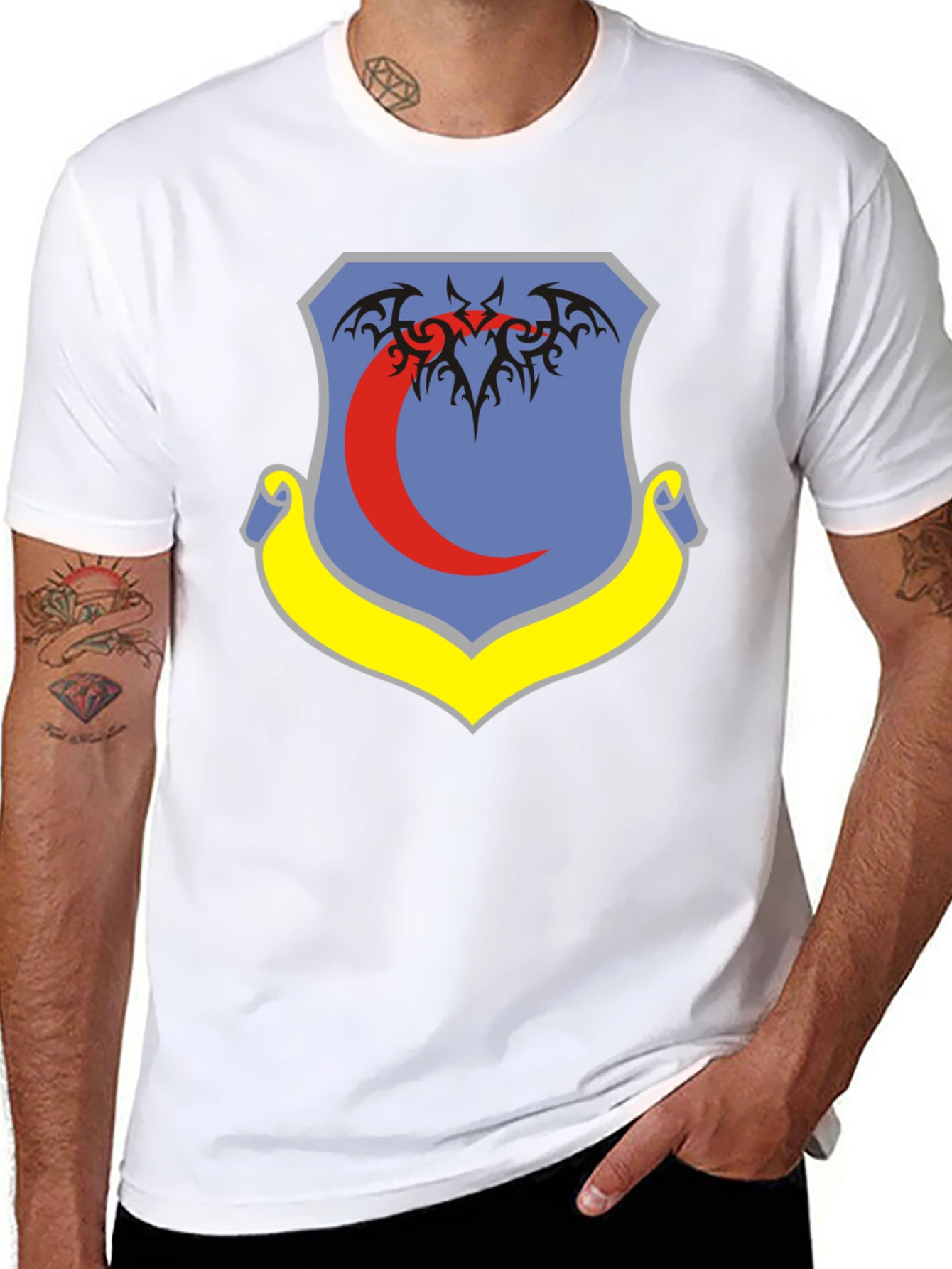 Black T-Shirt with Emblem Design