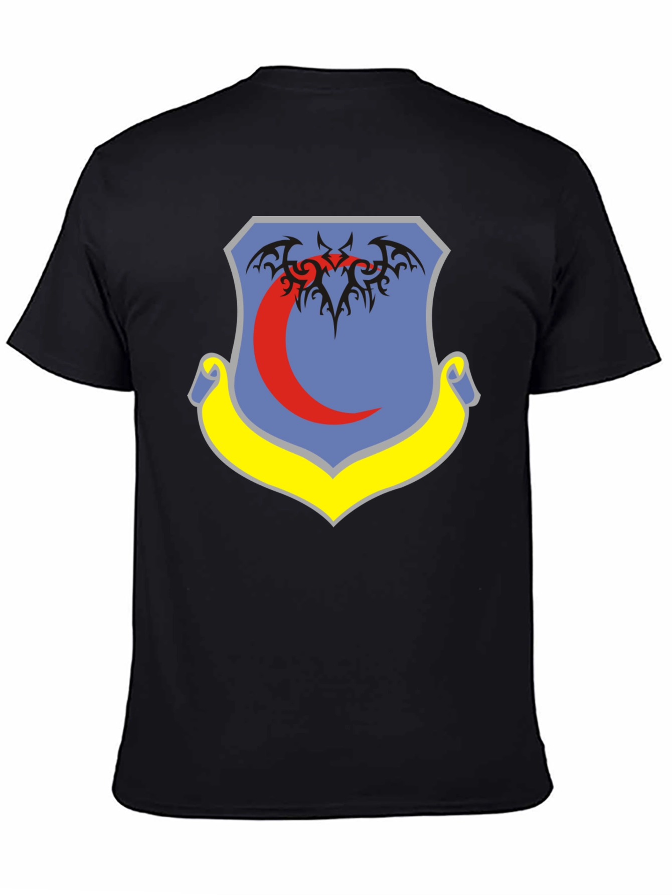 Black T-Shirt with Emblem Design