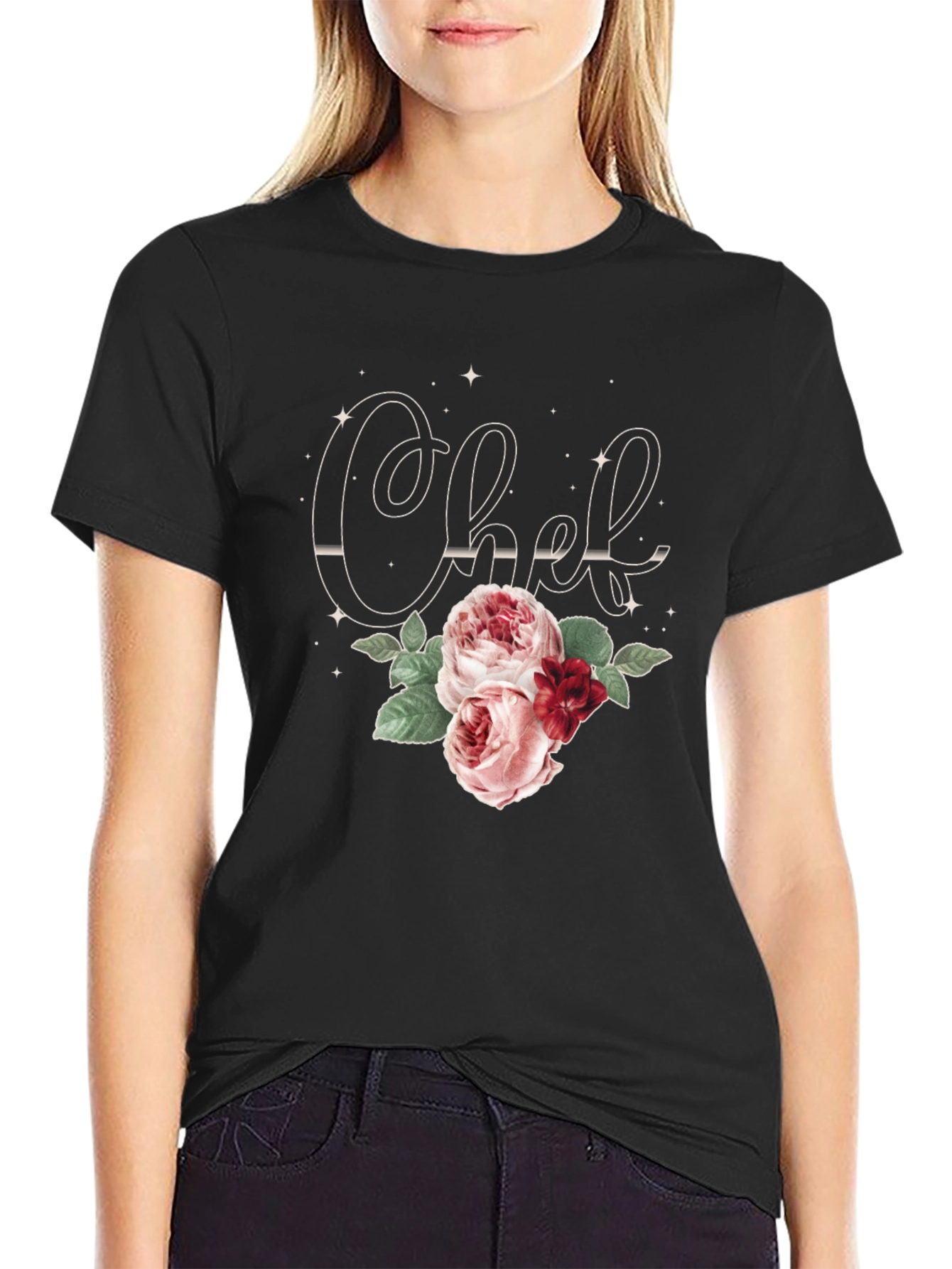 Floral Chef T-Shirt - Stylish Cooking Apparel
