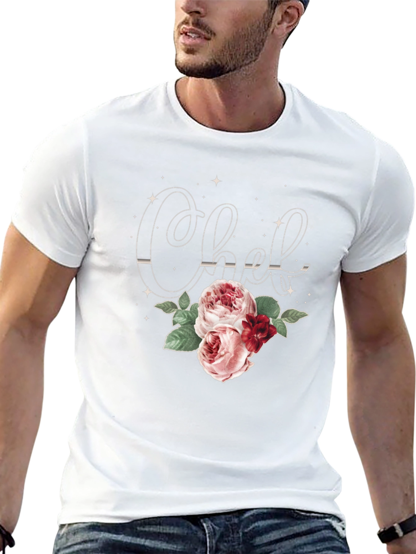 Floral Chef T-Shirt - Stylish Cooking Apparel