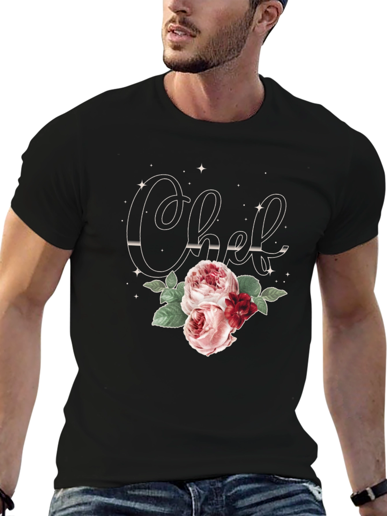 Floral Chef T-Shirt - Stylish Cooking Apparel