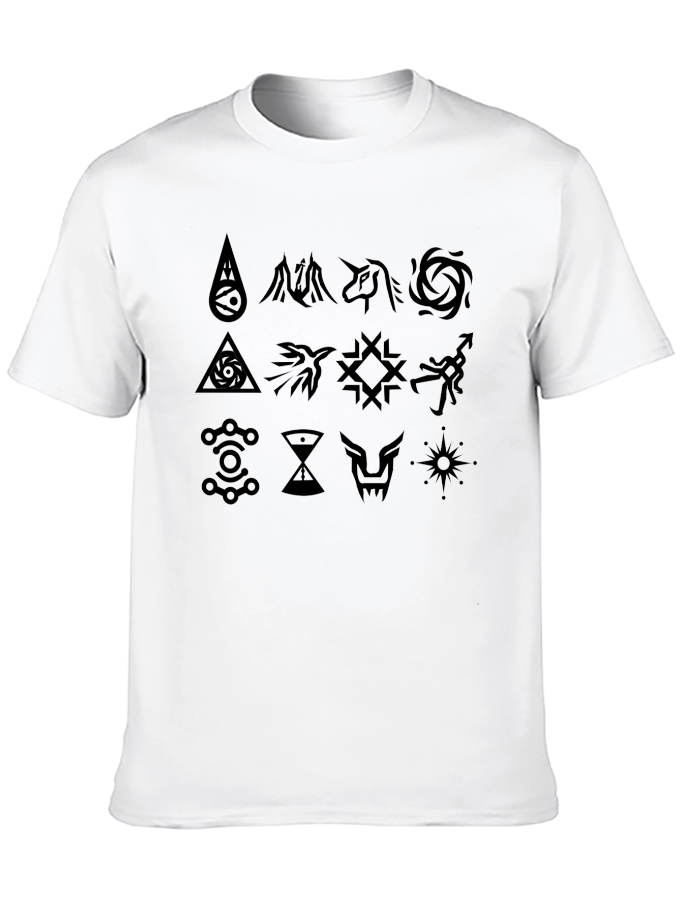 Symbol Print Crewneck T-Shirt - Black
