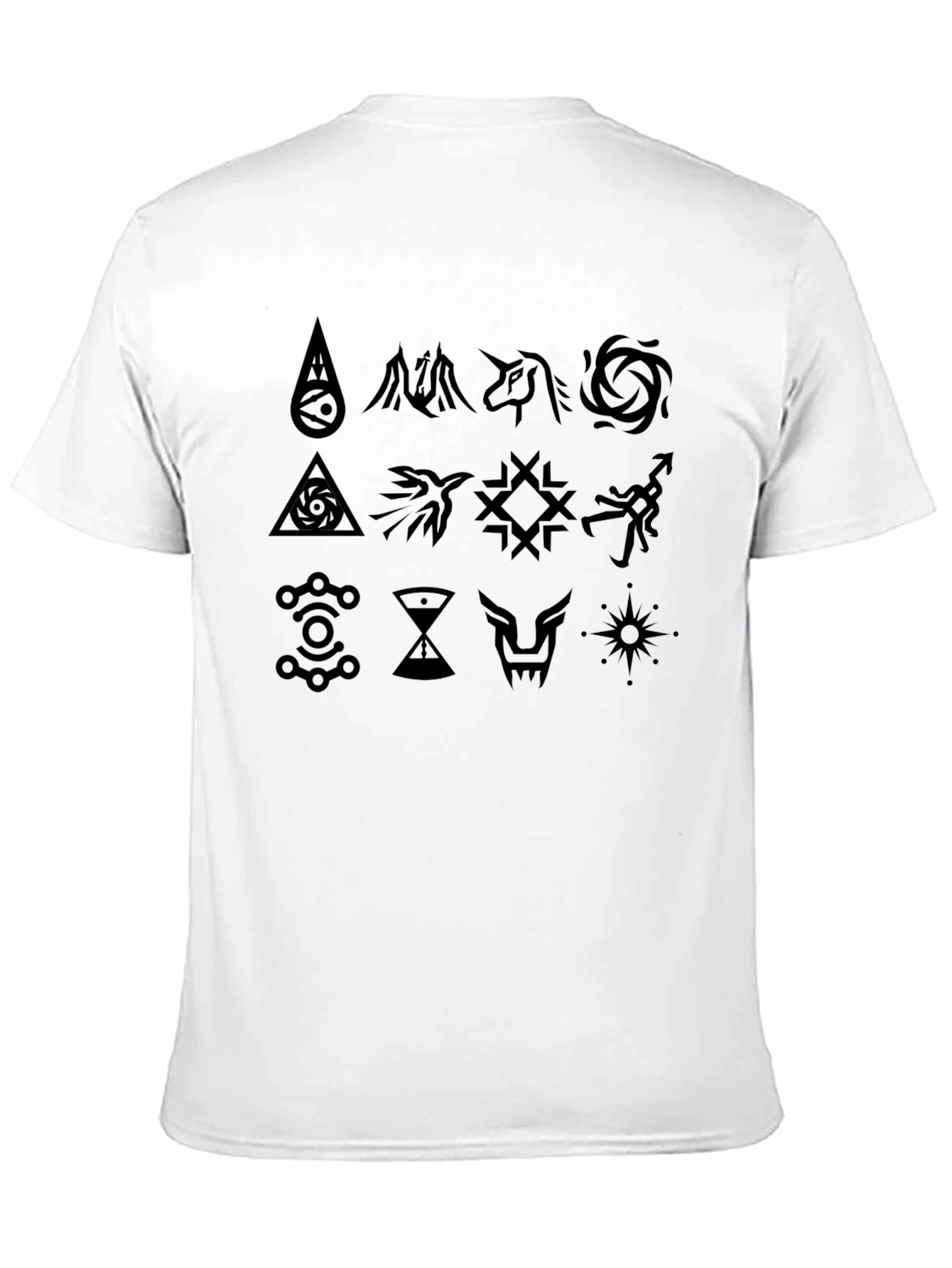 Symbol Print Crewneck T-Shirt - Black