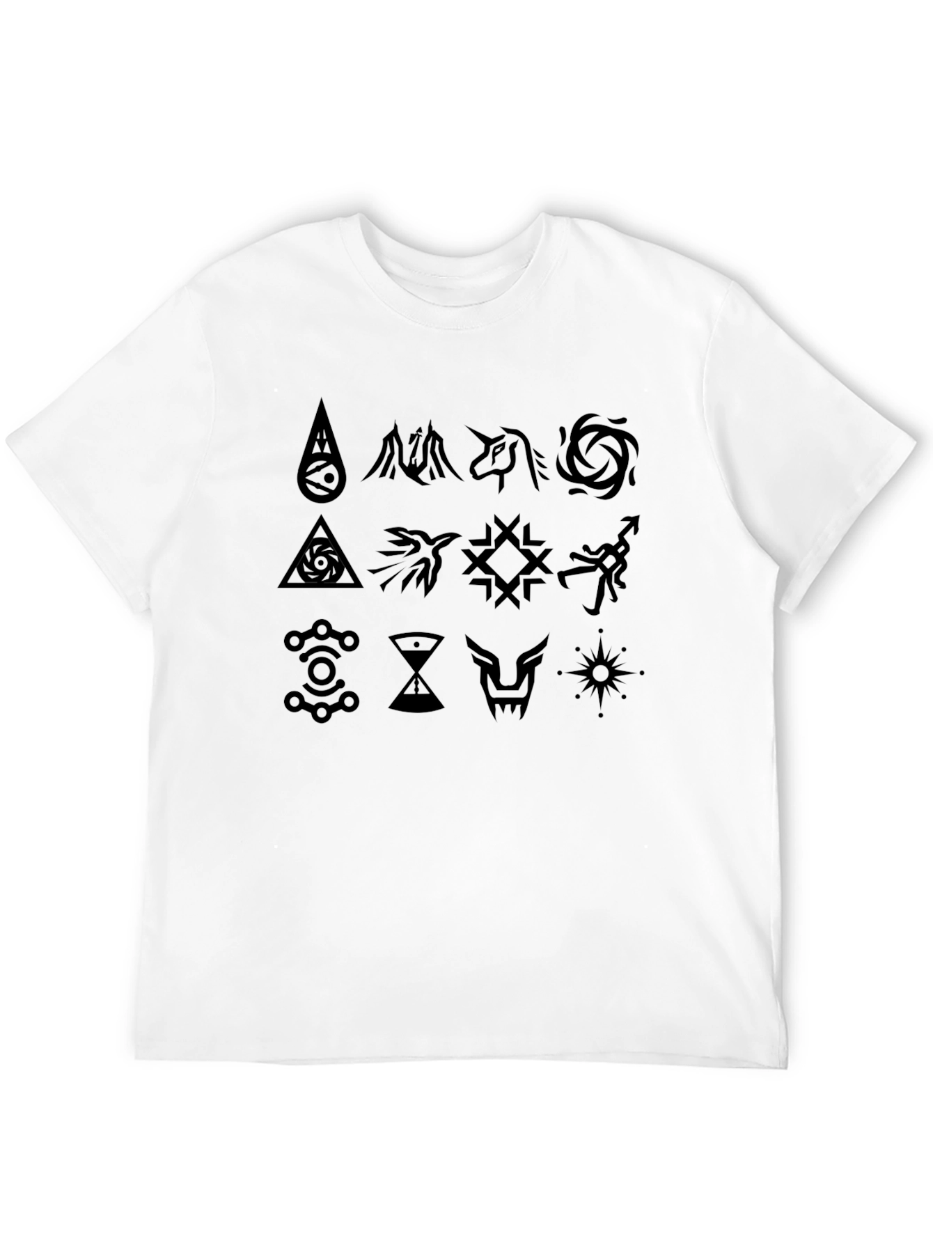 Symbol Print Crewneck T-Shirt - Black