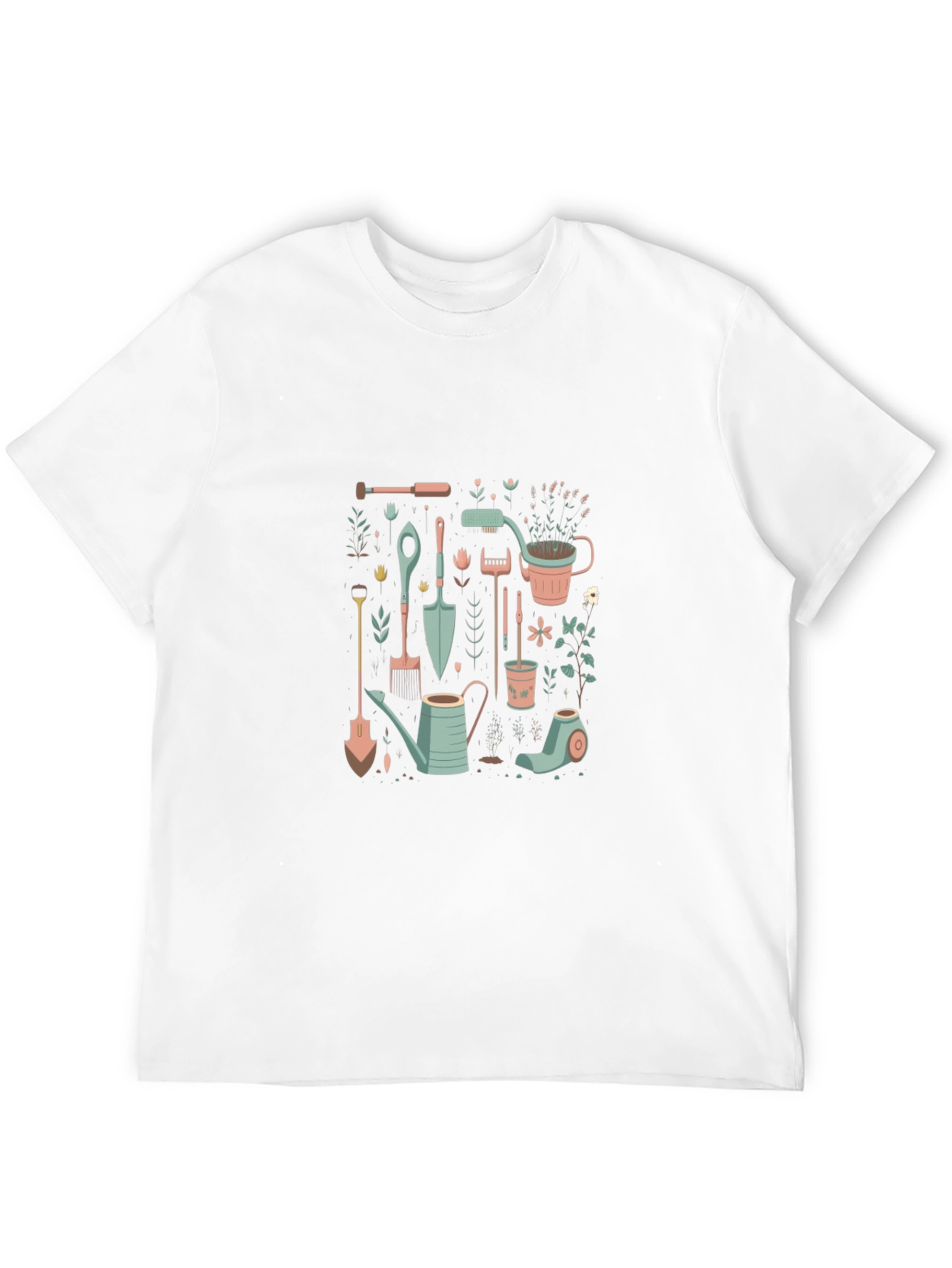 Gardening Tools Graphic Tee - Black Cotton T-Shirt