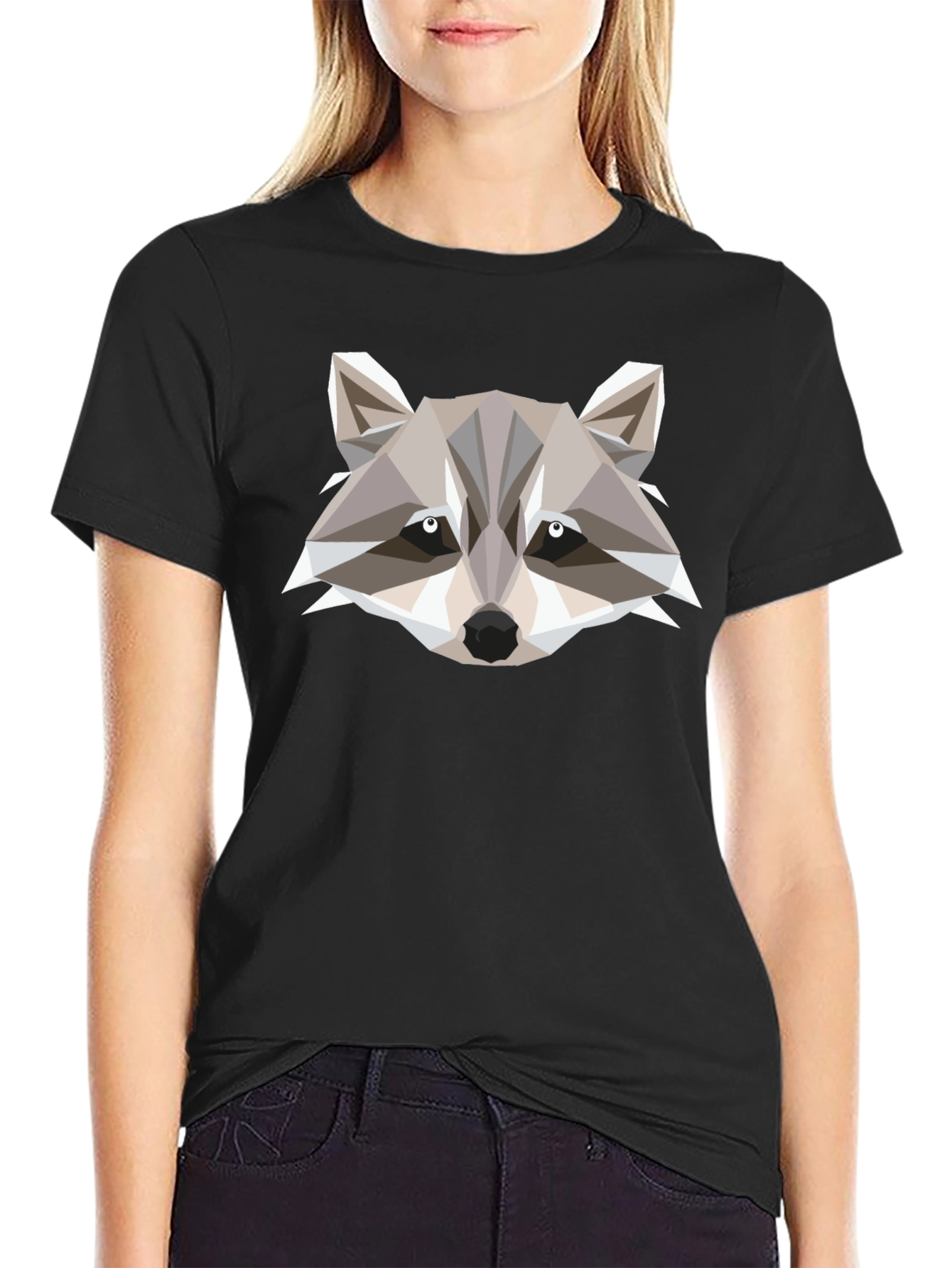 Geometric Raccoon Graphic Tee - Modern Style