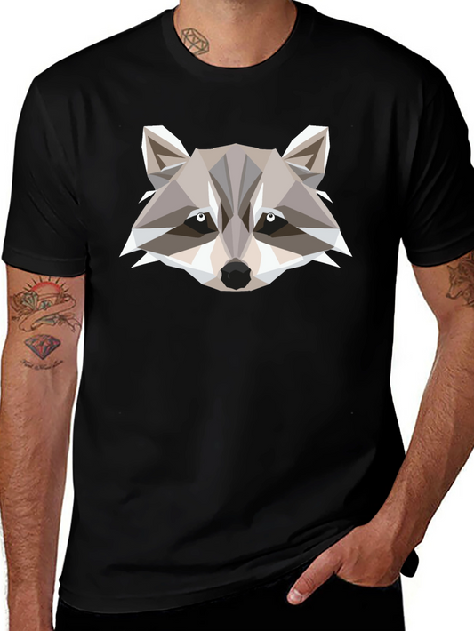 Geometric Raccoon Graphic Tee - Modern Style
