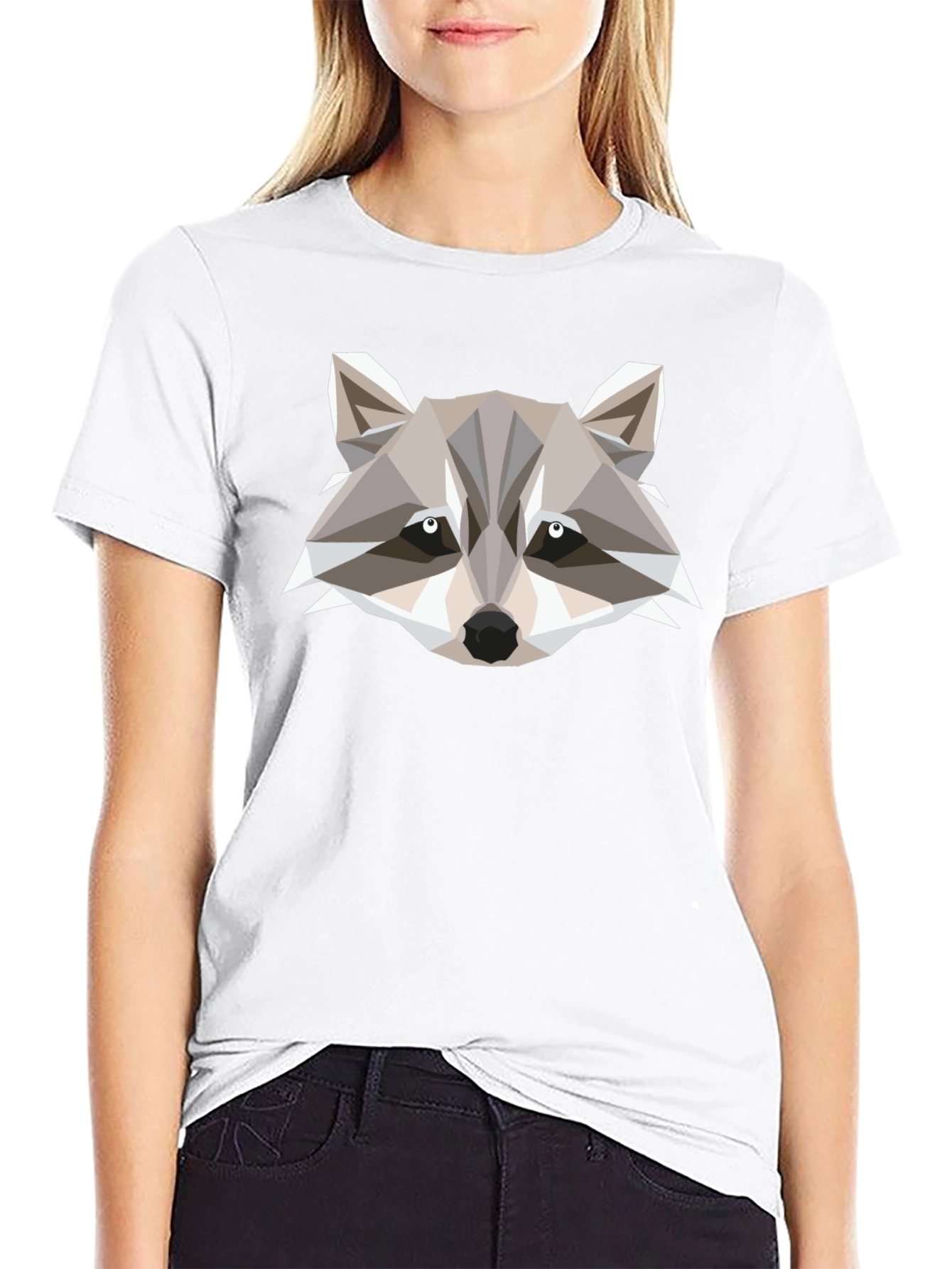 Geometric Raccoon Graphic Tee - Modern Style