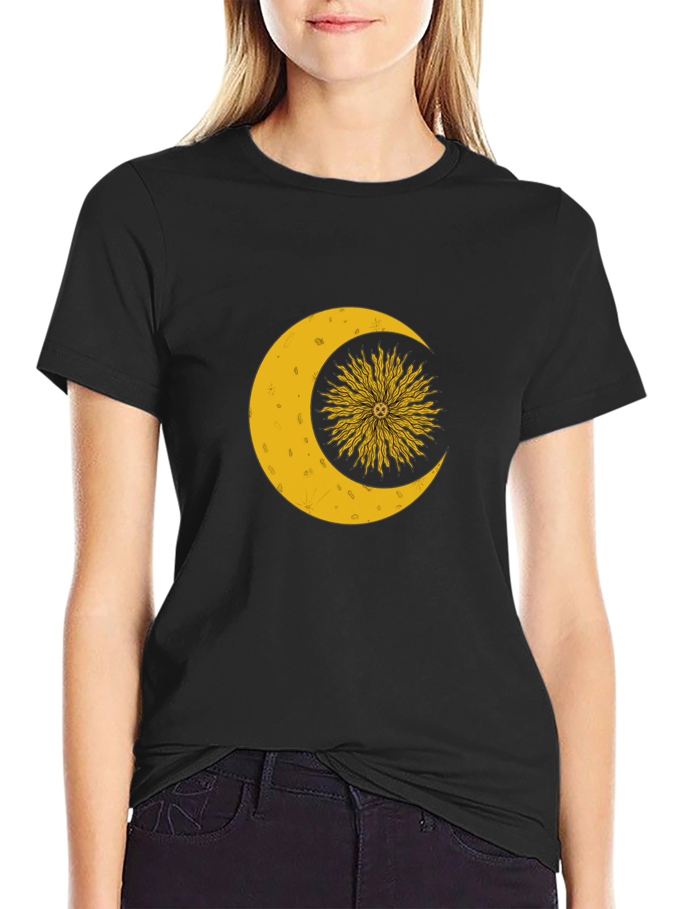 Celestial Sun and Moon Graphic T-Shirt