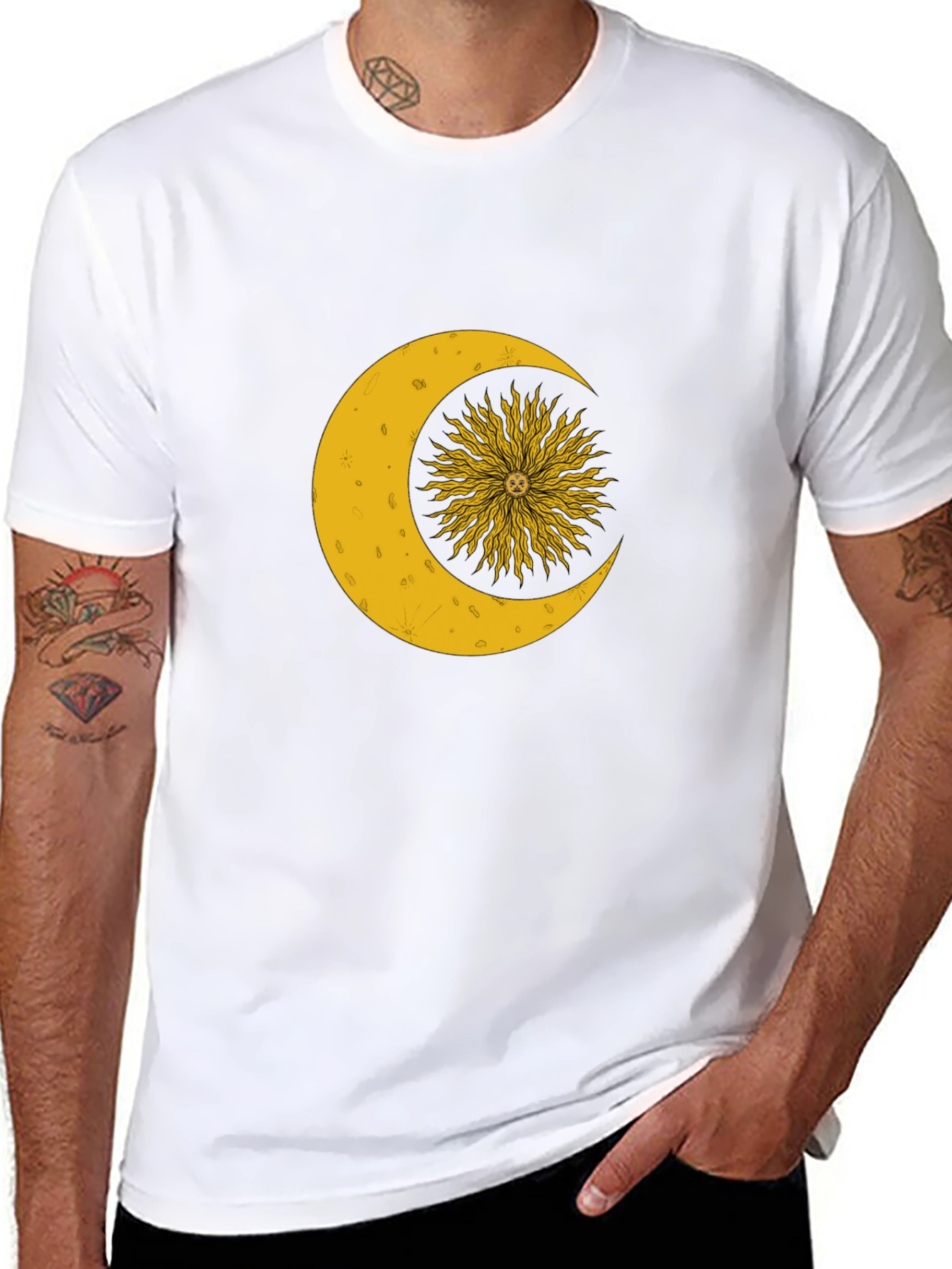 Celestial Sun and Moon Graphic T-Shirt