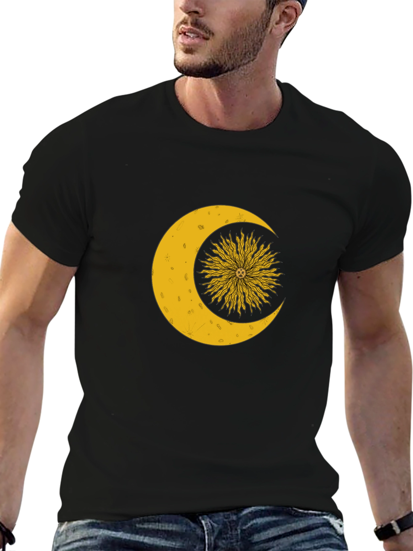 Celestial Sun and Moon Graphic T-Shirt