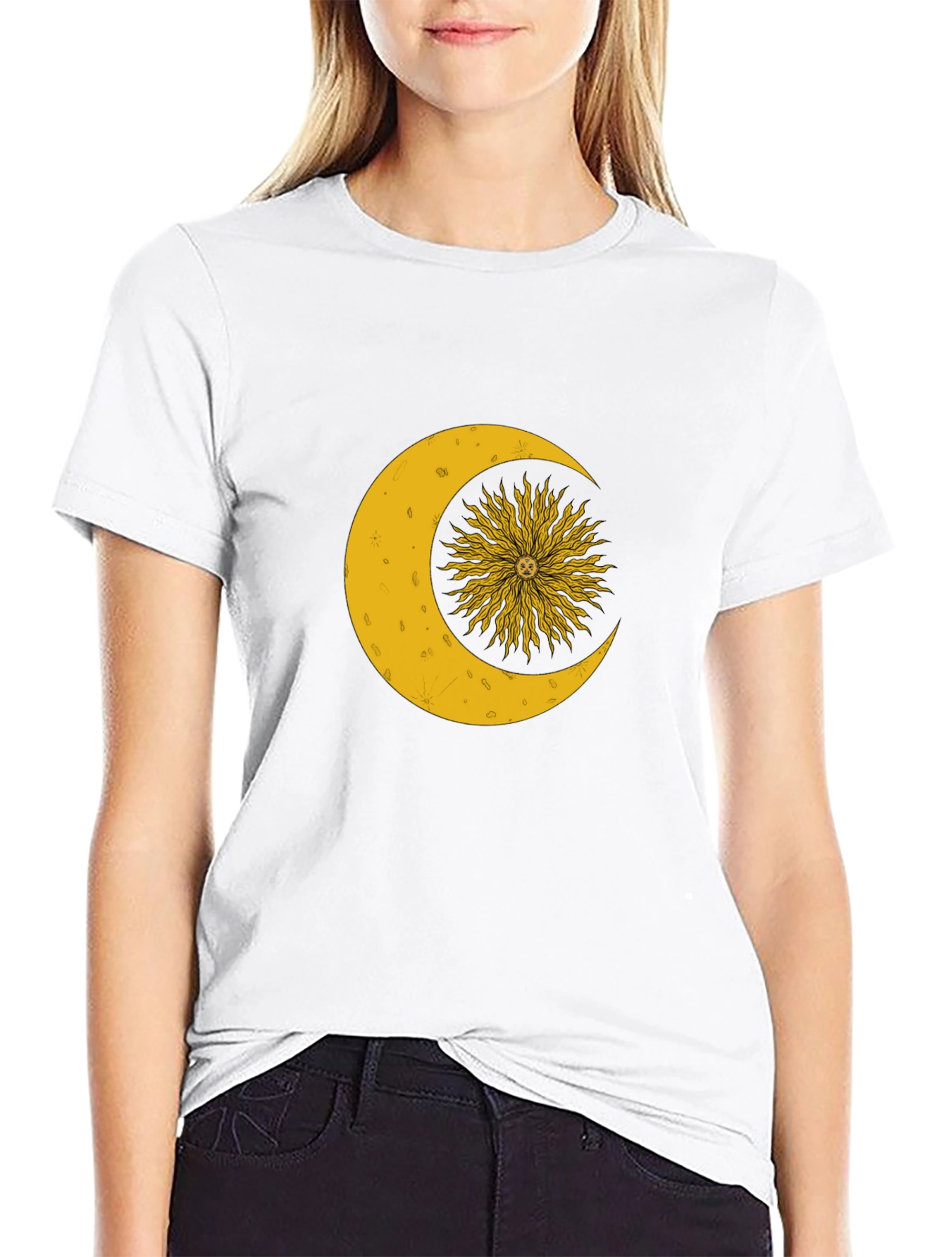 Celestial Sun and Moon Graphic T-Shirt