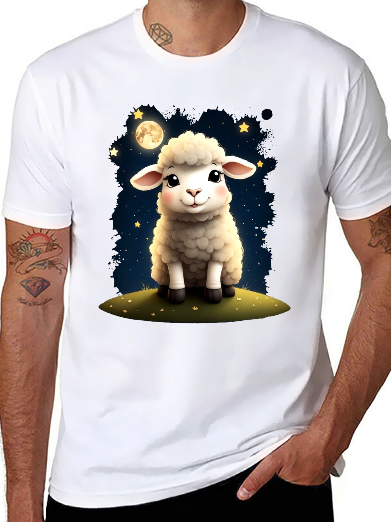 Cute Sheep Under the Moon T-Shirt