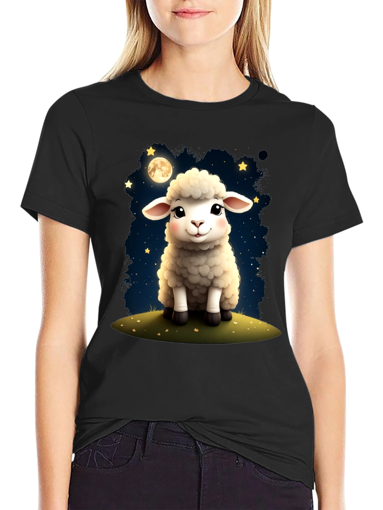 Cute Sheep Under the Moon T-Shirt