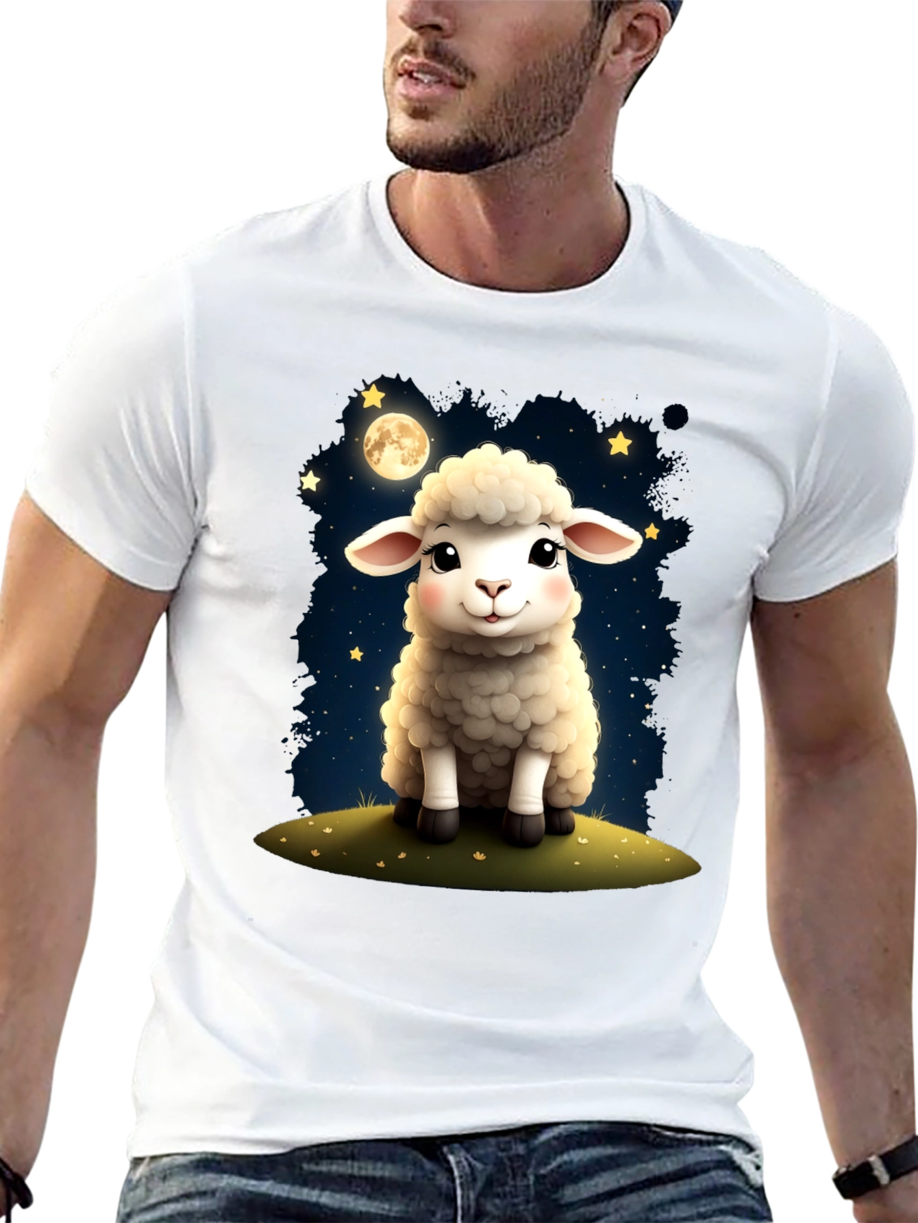 Cute Sheep Under the Moon T-Shirt